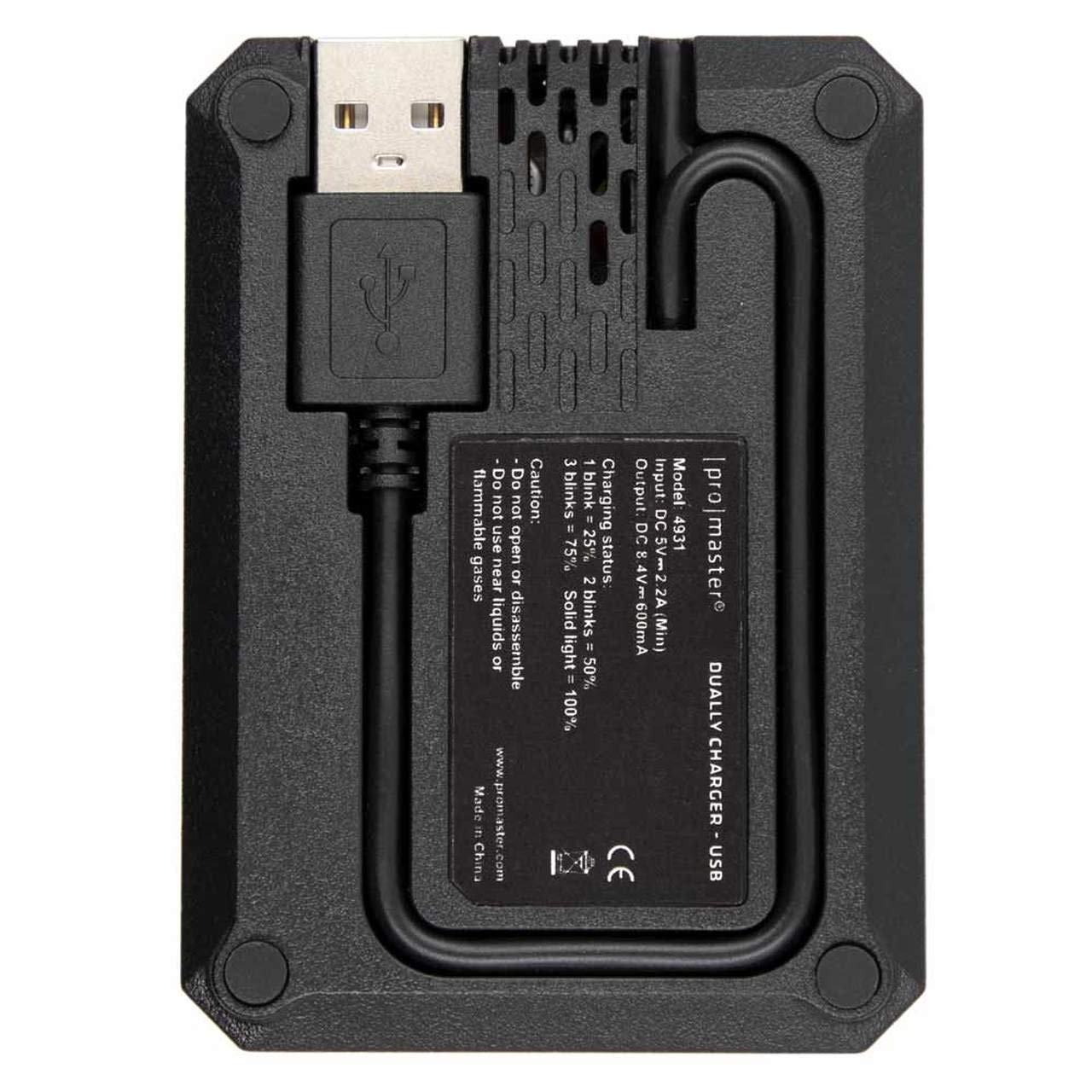 ProMaster Dually USB Charger for Nikon EN-EL14 Battery (Model 4931) - Fast Dual Charging for Nikon DSLR Cameras - Perfect for Travel & Professional Photography