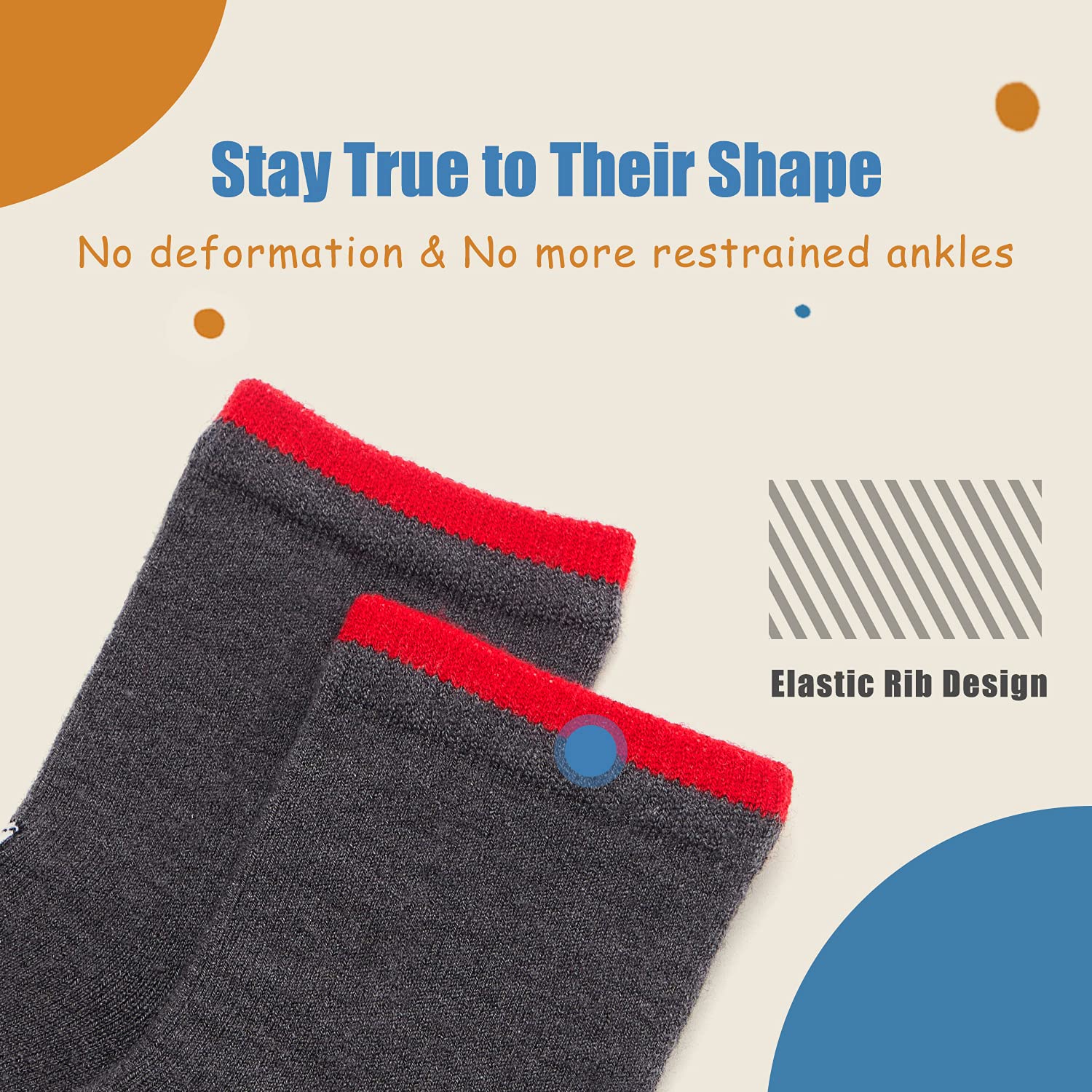 Warm Wool Socks for Boys - 6 Pairs Thermal Winter Crew Socks for Kids - Perfect for Cold Weather, Outdoor Activities & School Days