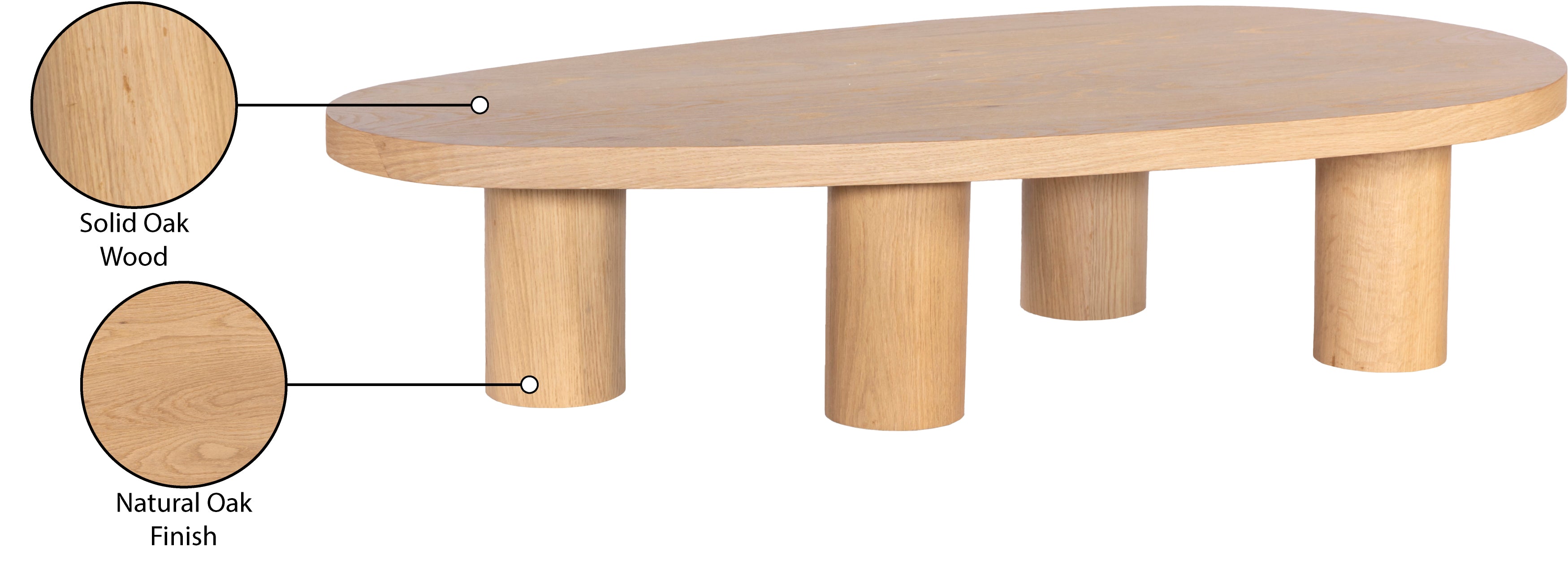 Beekman Solid Oak Coffee Table - Modern Farmhouse Style Living Room Center Table for Home Decor