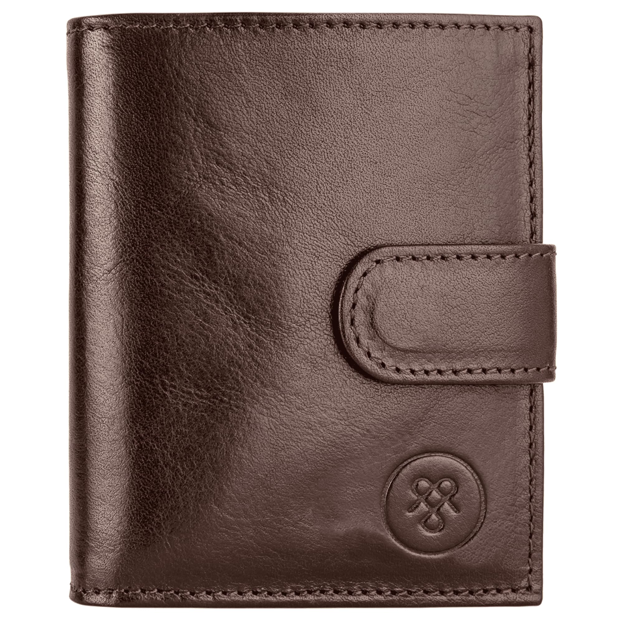 Maxwell Scott Personalized Men's Compact Luxury Leather Wallet with Button Fastener - The Pietre - Dark Brown RFID Blocking Slim Minimalist Wallet for Everyday Use & Travel