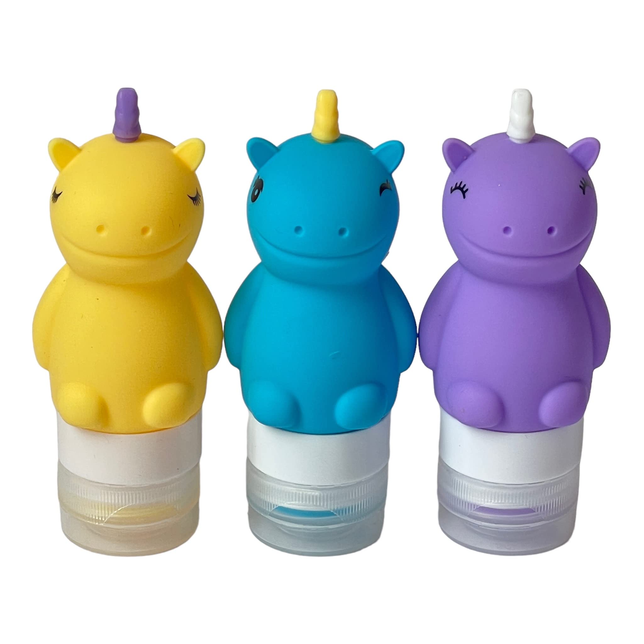 Yumbox Silicone Mini Squeeze Bottles (Set of 3 - Unicorn) | Leakproof Condiment Containers for Lunch Box & Salad Dressing | Flip Top Sauce Bottles | Easy Fill & Clean | Perfect for Picnics, BBQs & Meal Prep