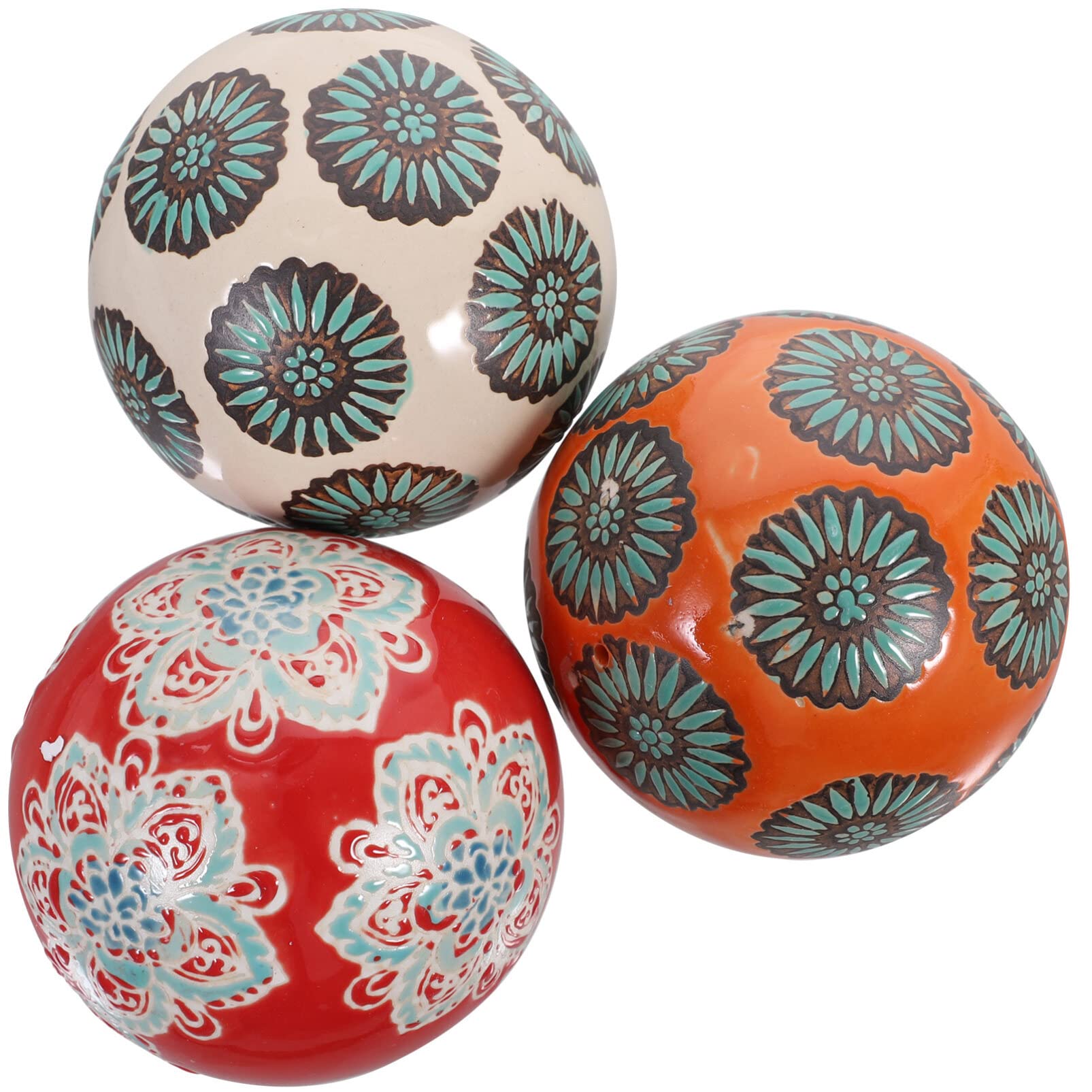 BESPORTBLE 3-Piece Ceramic Decorative Ball Set - Blue and White Stepping Stones, Floating Pool Orbs, Home & Garden Decor for Oriental Style, Moss Gardens, and Bookshelf Displays