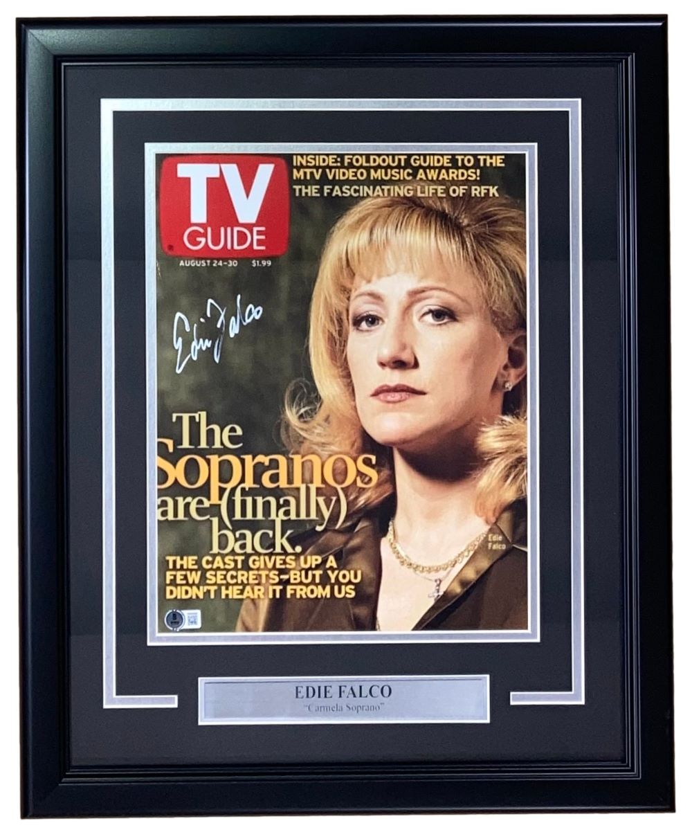 Edie Falco Autographed Signed Framed 11x14 Photo - The Sopranos Carmela Soprano Collectible Memorabilia - Perfect for TV Show Fans, Home Theater Decor & Gift for Sopranos Lovers