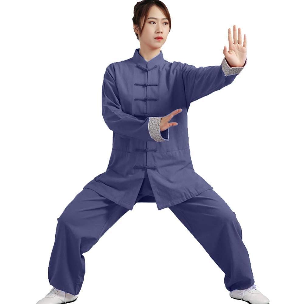 Traditional Chinese Tai Chi Uniform Set for Men & Women - Blue XL | Tang Suit Hanfu Long Sleeve Shirt & Pants | Martial Arts, Tai Chi, Kung Fu, Meditation, Performance Costume | Comfortable Cotton Fabric for Practice & Cultural Events