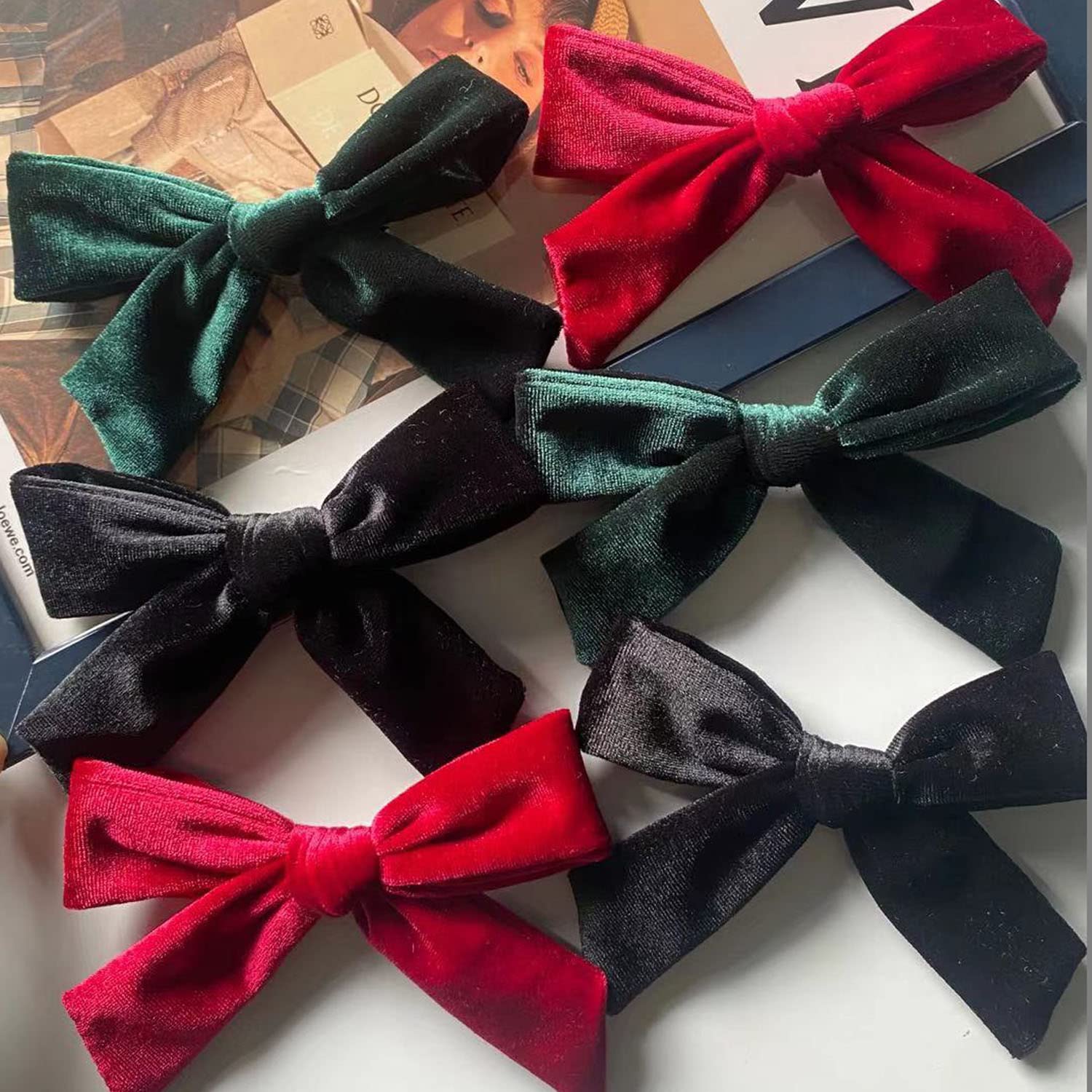 5 Inch Velvet Hair Bows for Baby Girls - Big Hair Clips with Alligator Clip (Red) - Perfect for Birthday Parties, Photo Shoots & Everyday Style