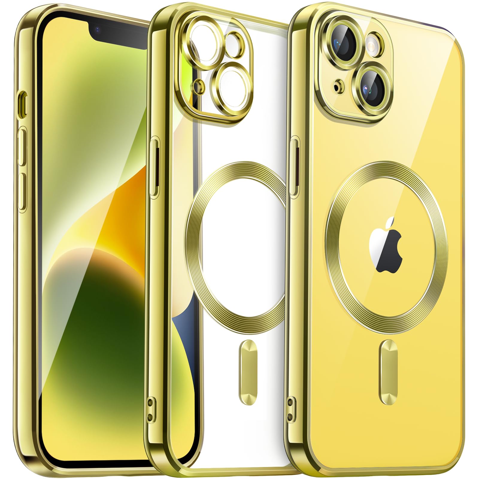 JETech iPhone 14 Plus 6.7-Inch Clear Soft TPU Case - MagSafe Compatible, Shockproof & Camera Protection, Electroplated Yellow Phone Cover for Wireless Charging | Perfect for Daily Use, Travel & Outdoor Activities