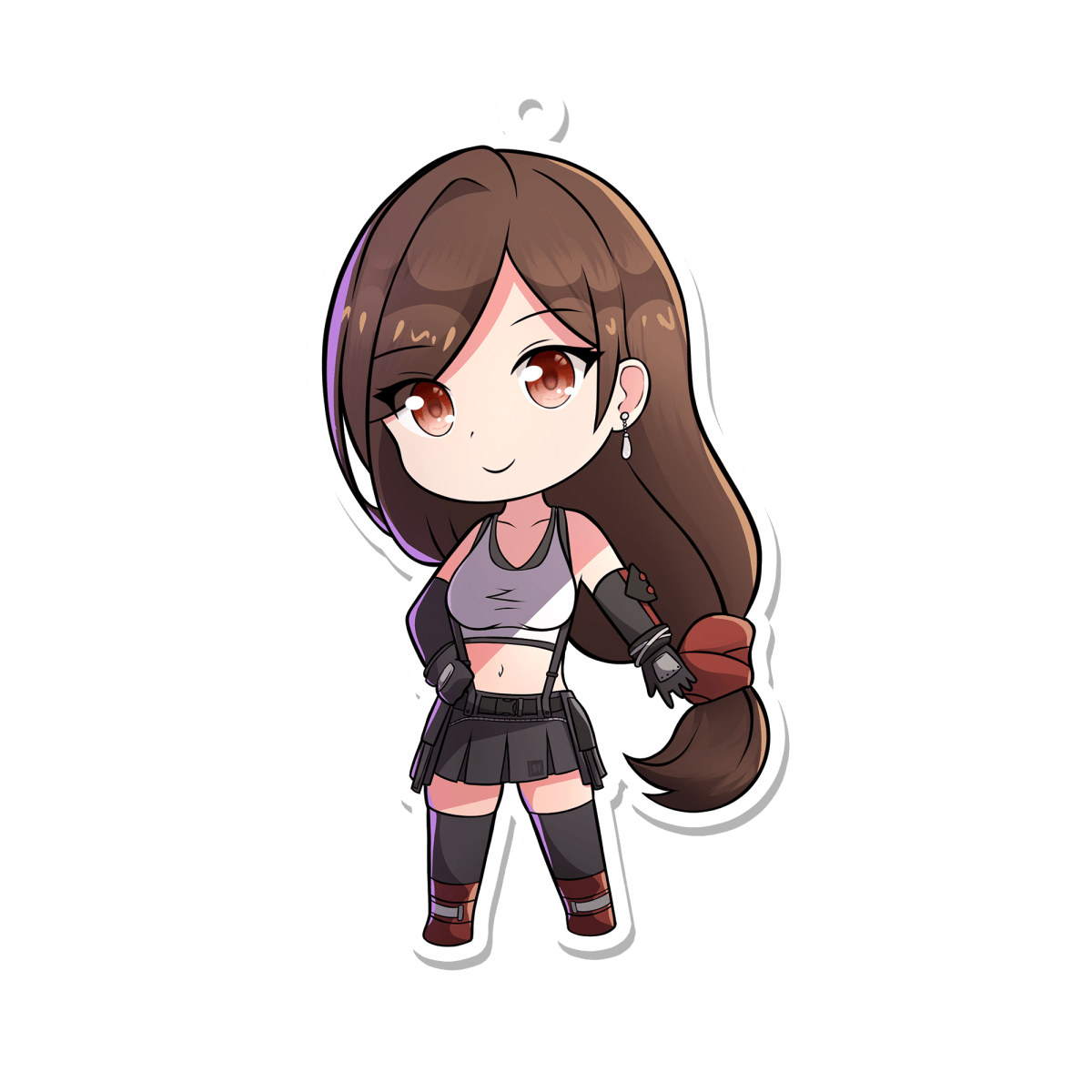 TIFA CHIBI Acrylic Keychain - Cute Anime Character Keyring for Bags, Backpacks & Keys | Perfect Gift for Final Fantasy Fans & Gamers | Use for Cosplay, Conventions & Everyday Accessories