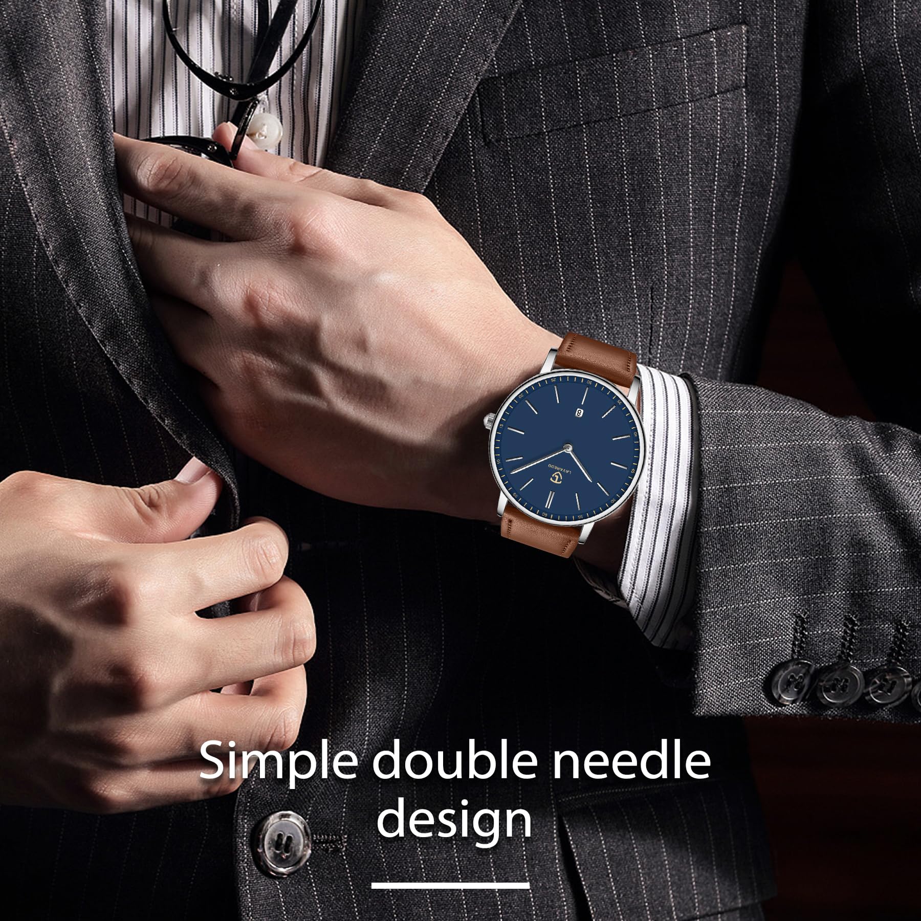 BEN NEVIS Men's Minimalist Analog Watch with Date Display & Genuine Leather Strap - Stylish Casual & Business Wristwatch for Office, Dating & Everyday Wear