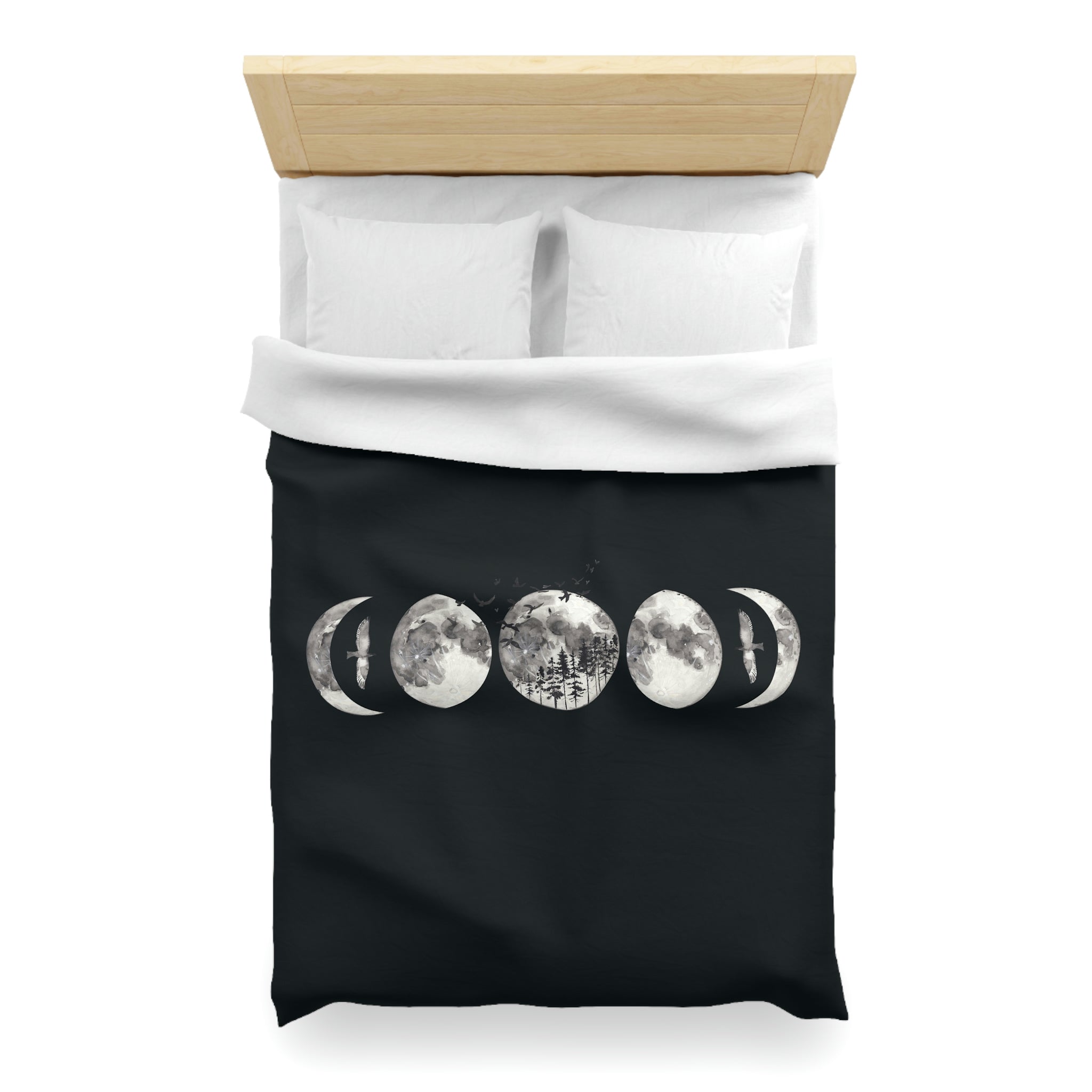 Moon Phases Microfiber Duvet Cover Set - Celestial Themed Bedding for Cozy Bedrooms | Perfect for Astronomy Lovers & Stargazing Decor