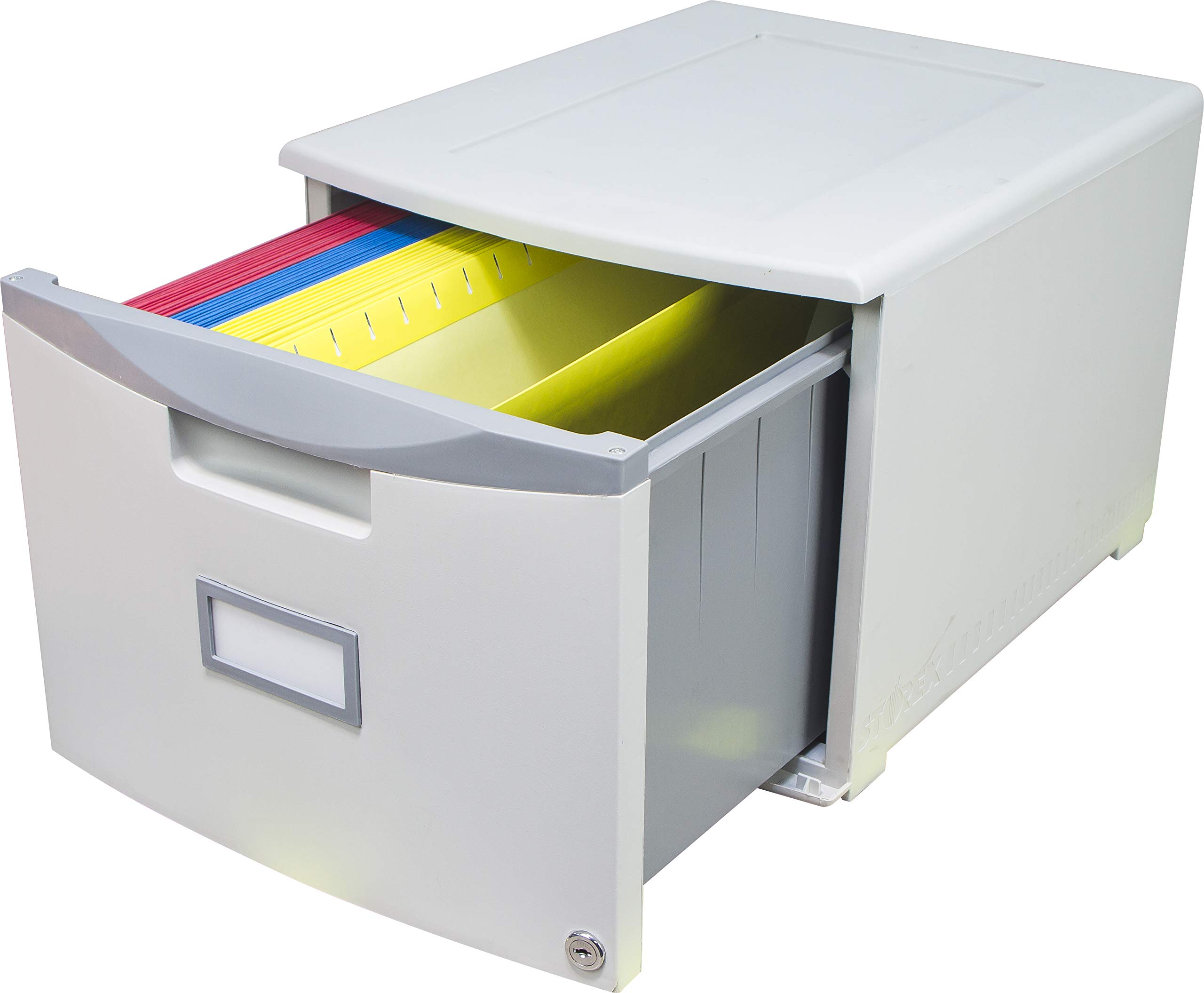 Storex 61261A02C 2-Pack Grey/Dark Grey File Cabinet - Office Organization & Document Storage Solution for Home & Business
