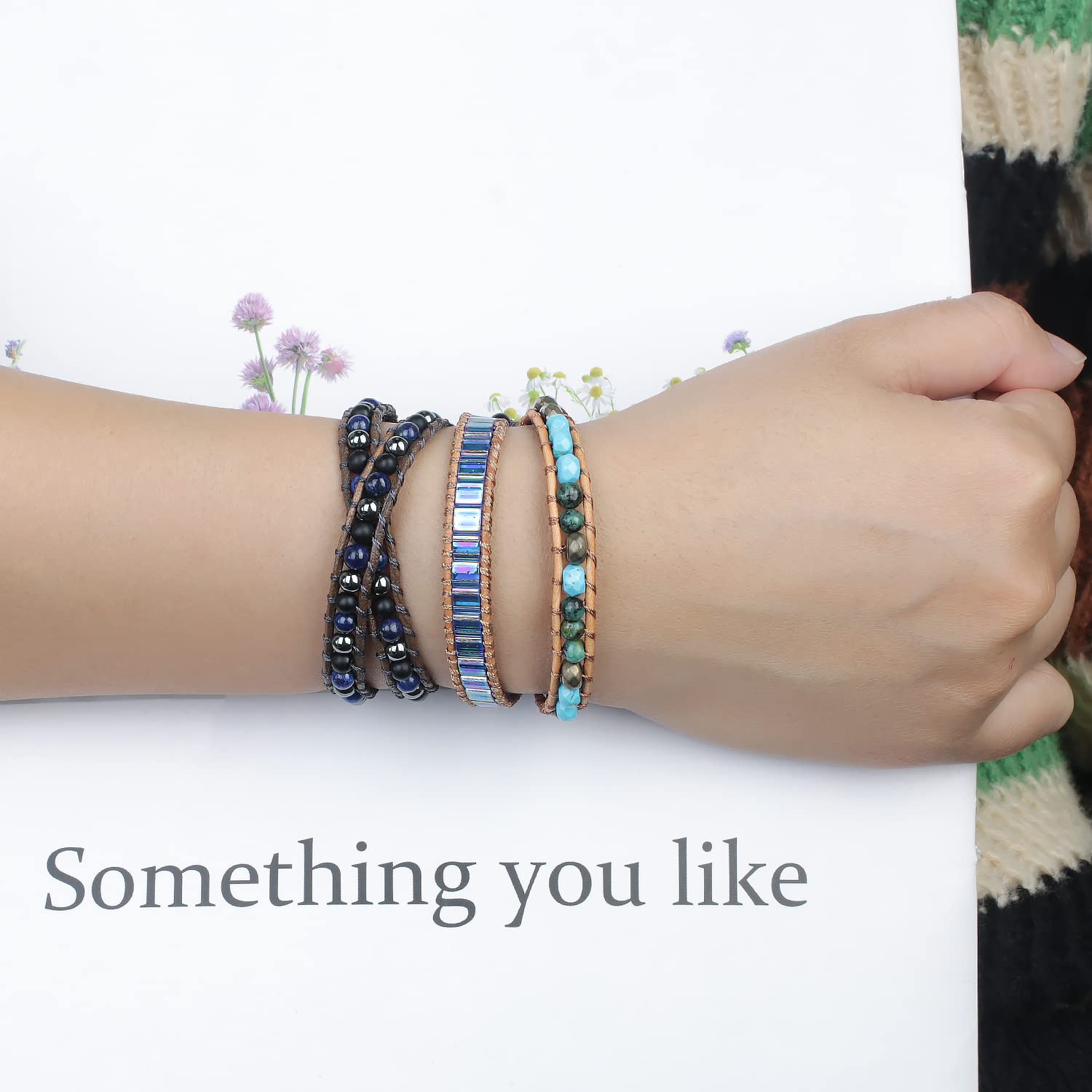 KELITCH Hand-Braided Leather & Beaded Wrap Bracelet Set for Women - Stackable Boho Jewelry for Everyday Wear, Gift Giving & Special Occasions