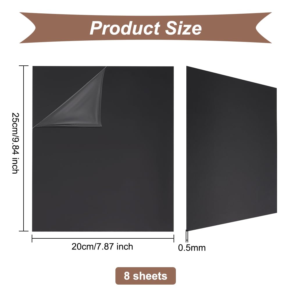OLYCRAFT 8 Sheets 8x10 Inch Black ABS Plastic Sheets - 0.5mm Thick Hard Plastic Plates for Architectural Models, Sand Tables & DIY Building Projects - Perfect for Model Making, Crafting and School Projects