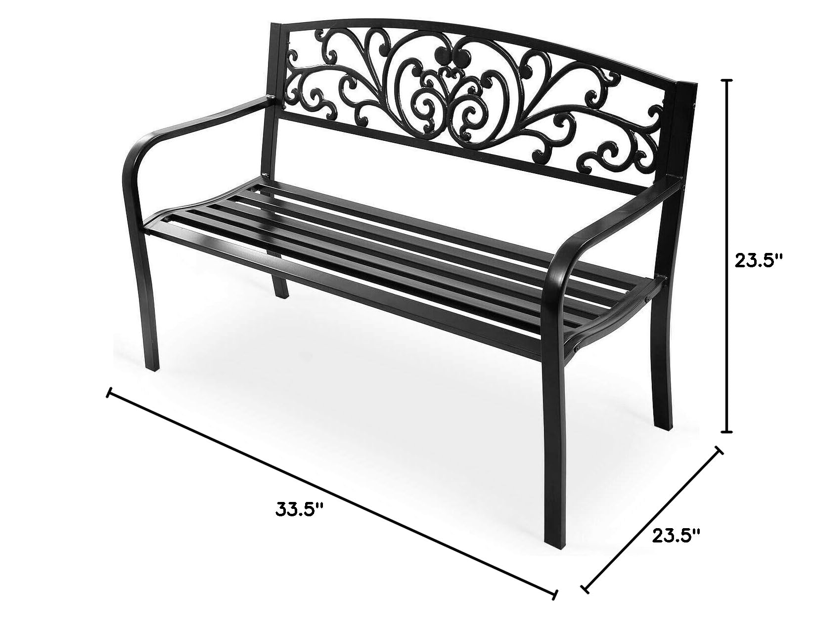 50 Inch Heavy Duty Cast Iron Garden Bench with Backrest - Durable Outdoor Patio, Deck & Lawn Furniture for Relaxing in Your Backyard or Garden