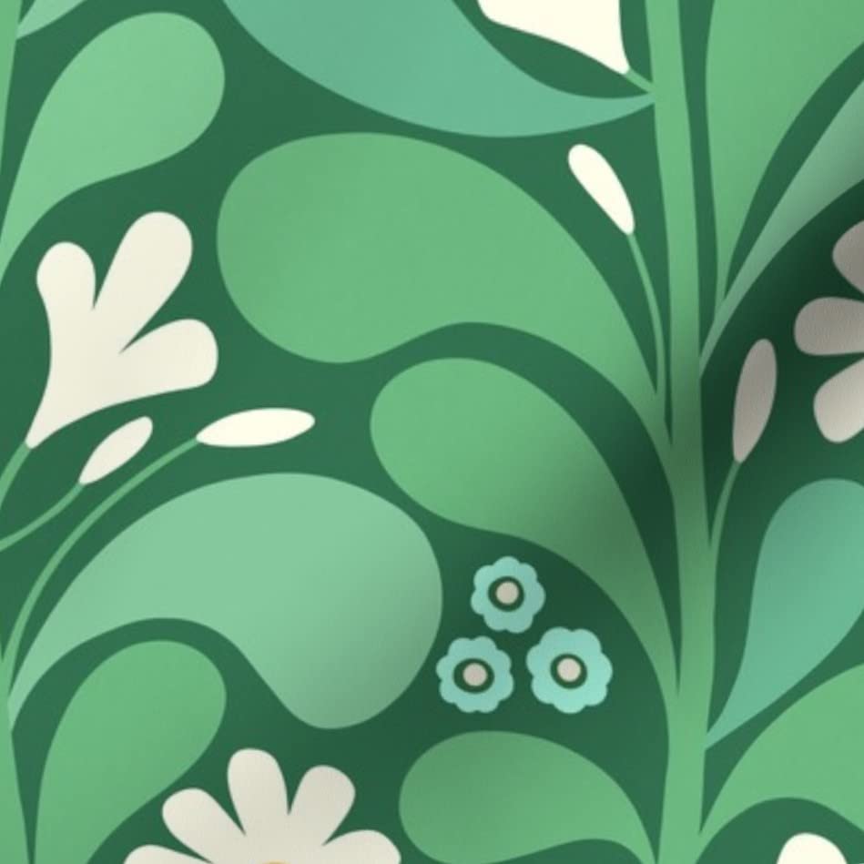 Daisies Floral Printed Chiffon Fabric - Fat Quarter for Sewing, Fashion Apparel, Dresses & Home Decor | Spring Nature Botanical Leaves Design | Perfect for DIY Crafts, Quilting & Upholstery Projects