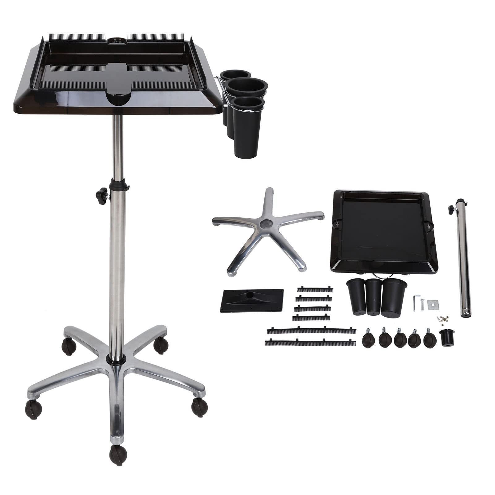Professional Adjustable Height Salon Trolley with Smooth Scroll Wheels - Mobile Beauty Cart & Barber Tool Organizer for Hairdressing, Makeup, Nail Salon - Perfect for Styling Stations, Salon Storage & Mobile Workstations