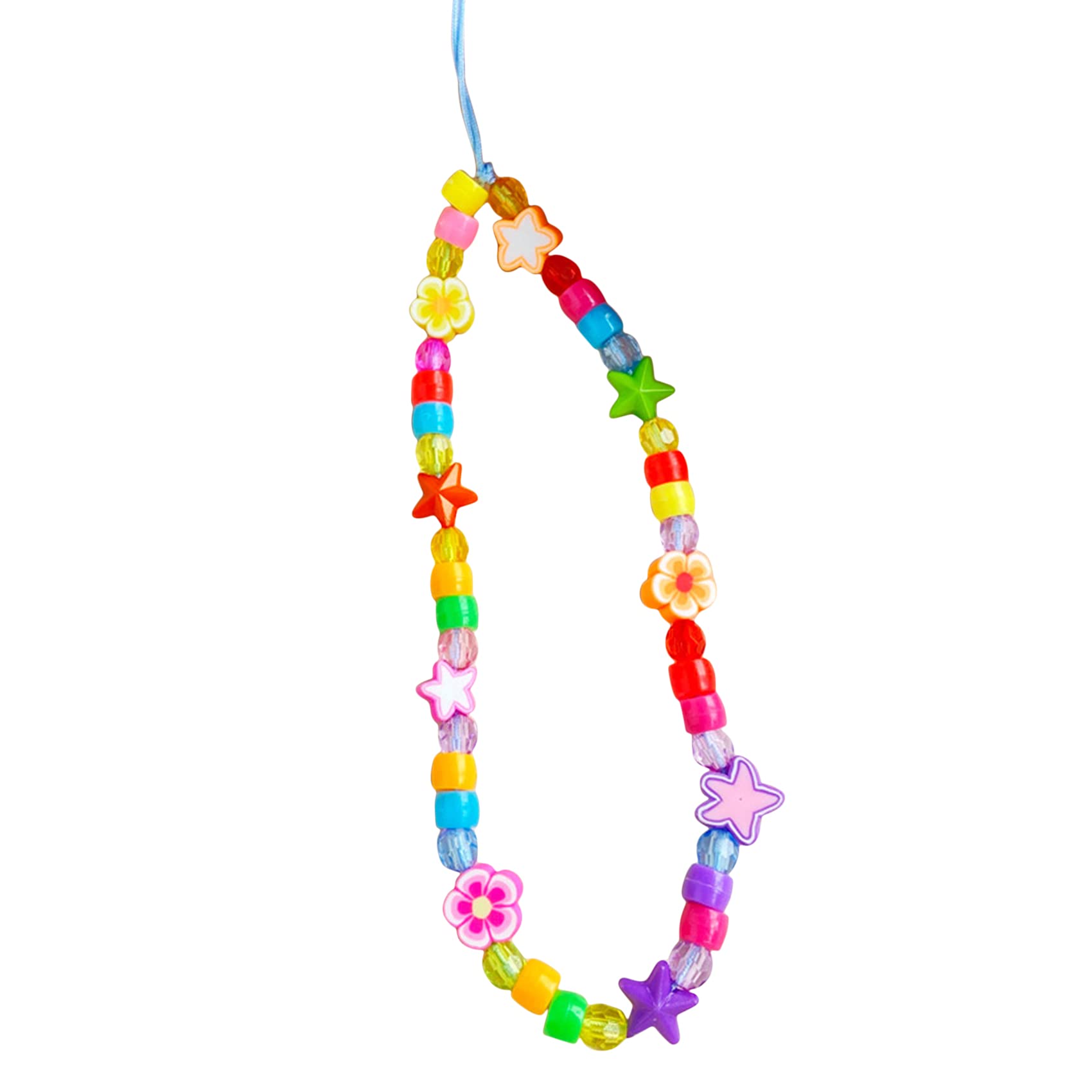 Colorful Beaded Phone Lanyard Wrist Strap - Flower & Star Charm Phone Chain for Women & Girls | Perfect for Phone Security at Work, Gym, Travel & Daily Use