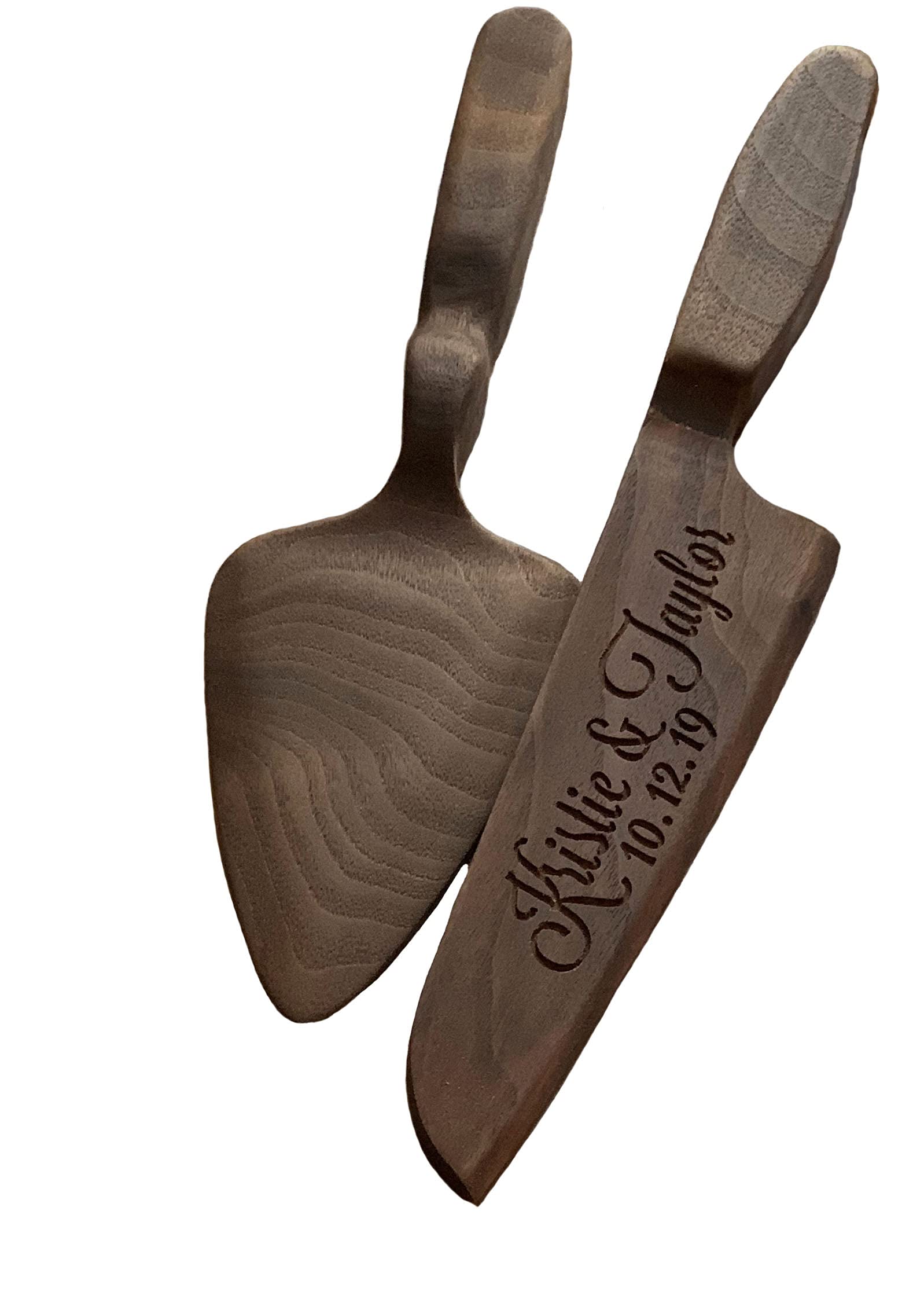 Personalized Wooden Cake Serving Set with Laser Engraving - Rustic Wedding Cake Knife and Server - Perfect Anniversary Gift for Couples - Farmhouse Style Cake Cutting Set for Weddings, Anniversaries & Special Occasions