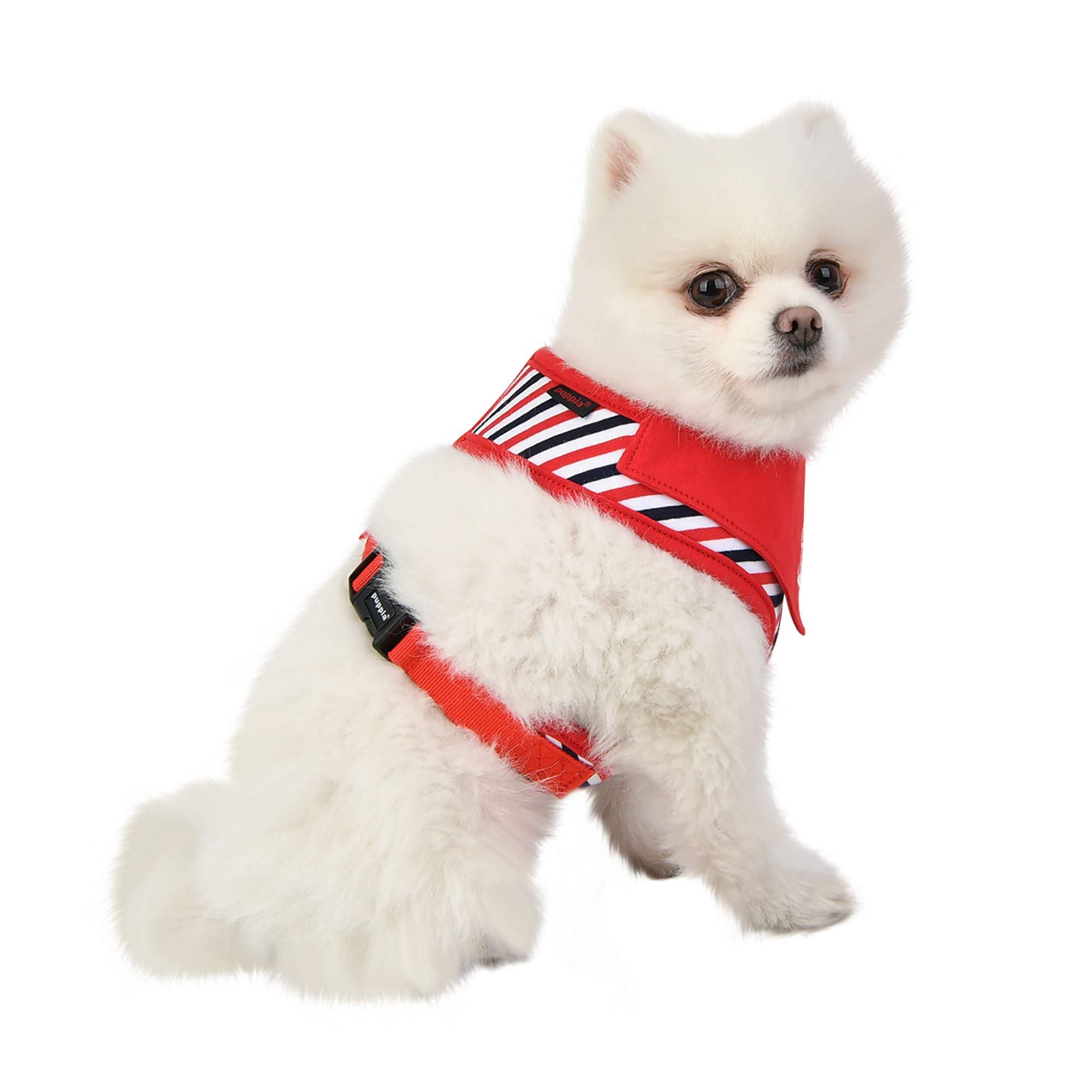Puppia Seaman Dog Harness - Adjustable Pet Vest for Small to Medium Dogs - Red Color - Perfect for Walking, Running & Outdoor Adventures