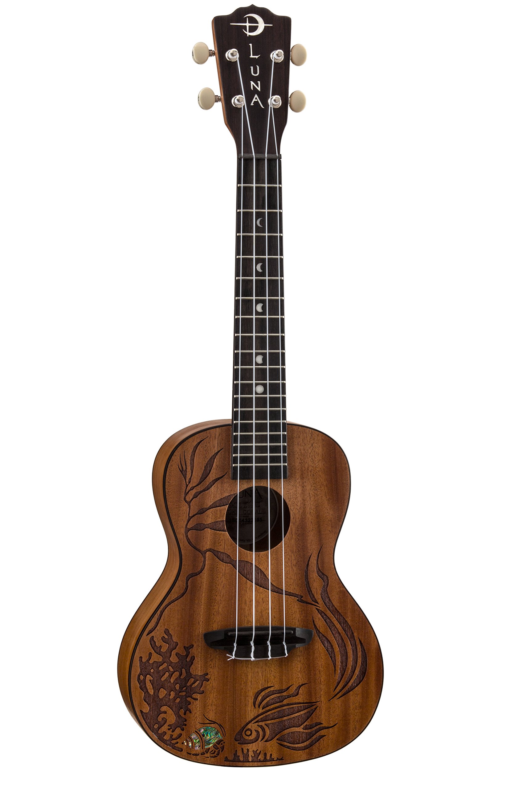 Luna UKECORAL Solid Mahogany Concert Ukulele with Gig Bag - Professional Satin Finish Musical Instrument for Beginners & Adults - Perfect for Travel, Beach, Camping & Home Performances