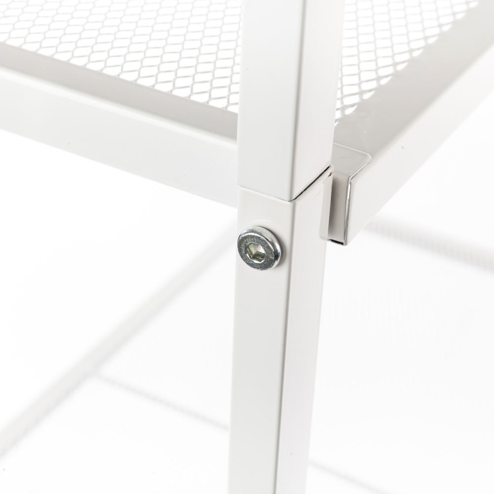 4-Tier Metal Ladder Shelf - Wire Mesh Bookshelf for Office, Living Room, Balcony & Bedroom - Space-Saving Storage Solution in Ivory White - Perfect for Small Spaces & Home Organization