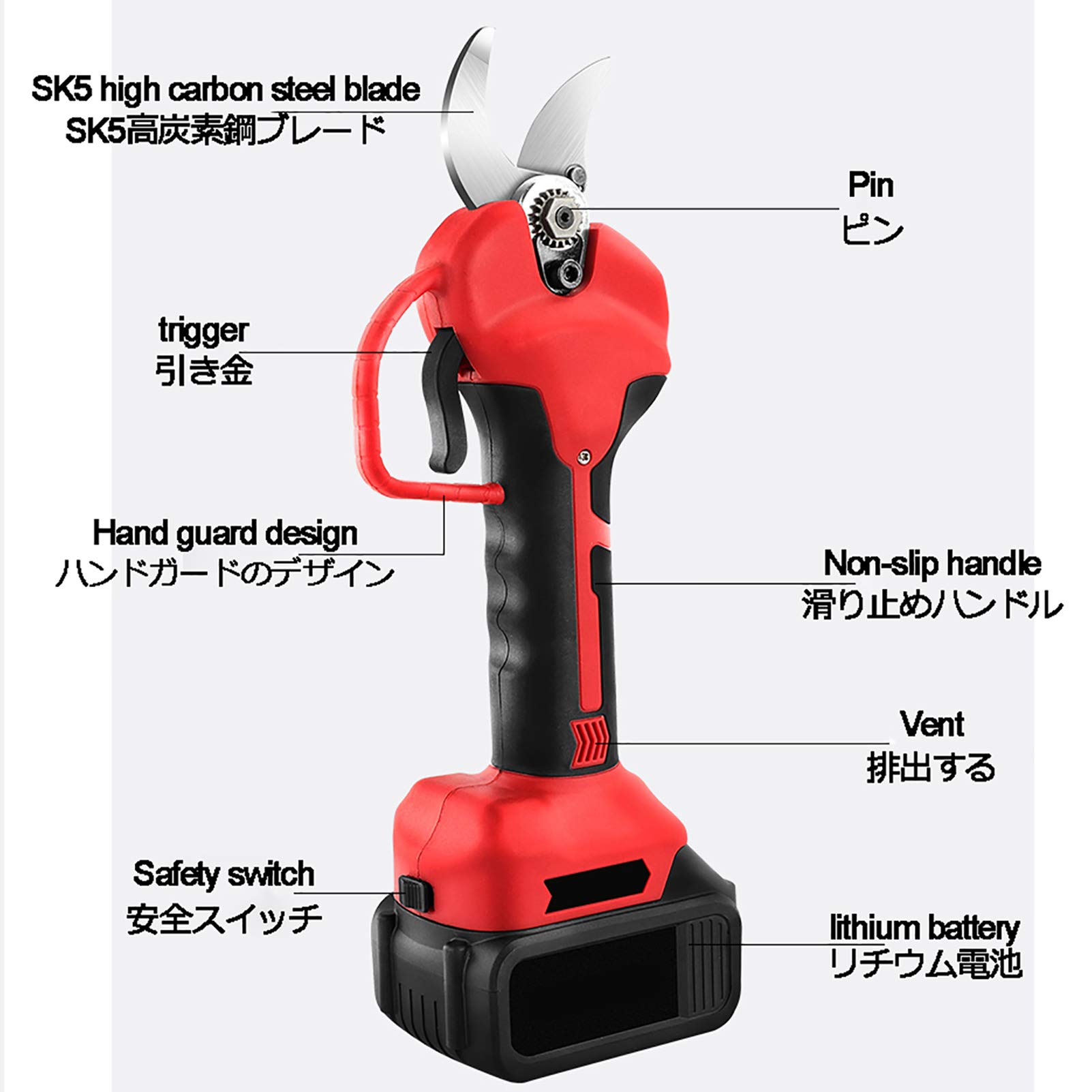 Electric Pruning Shears - Cordless Lithium Battery Powered Garden Scissors with 30-40mm Cutting Diameter & 5-7H Runtime - Perfect for Tree Branch Trimming, Shrub Pruning, and Landscaping Work (Ideal for Home Gardens, Vineyards, and Professional Landscapers)