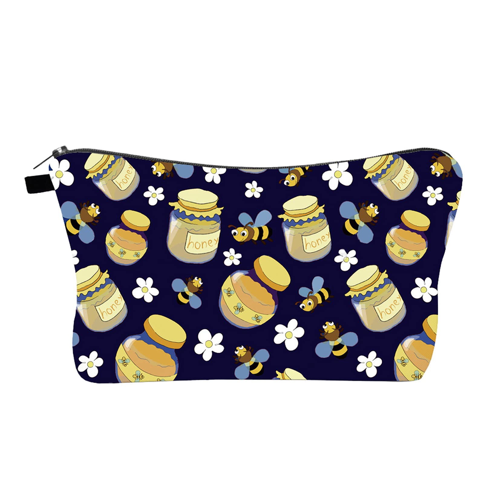 Small Clear Makeup Organizer Bag - Travel Cosmetic Case for Women, Portable Bee Print Style Cosmetic Pouch - Perfect for Travel, Gym, and Daily Organization