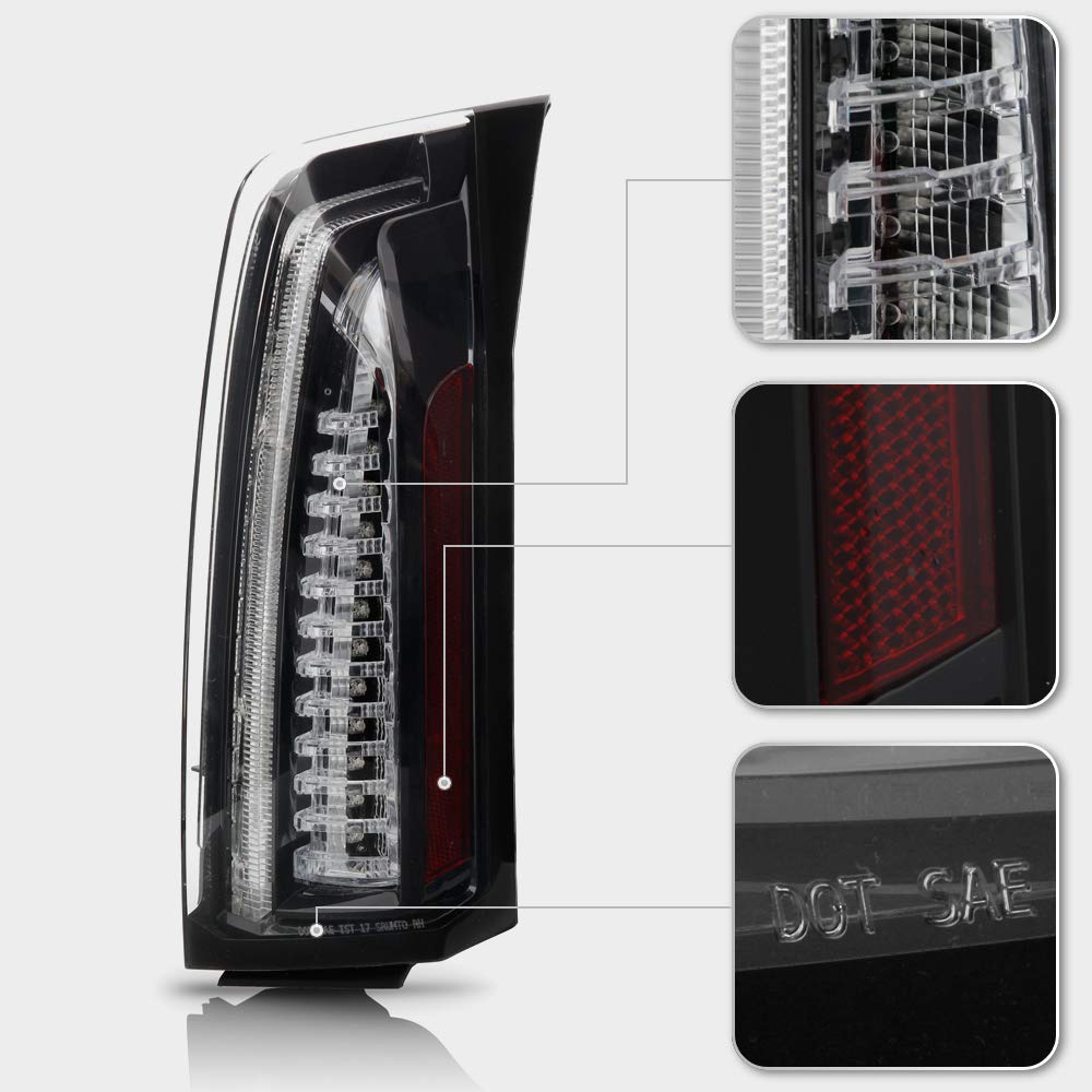 ACANII LED Tail Lights Brake Lamps Assembly - Compatible with 2013-2018 Cadillac ATS 4-Door Sedan, Black Housing, Driver & Passenger Side - Upgrade Your Car's Style & Visibility for Night Driving & Safety
