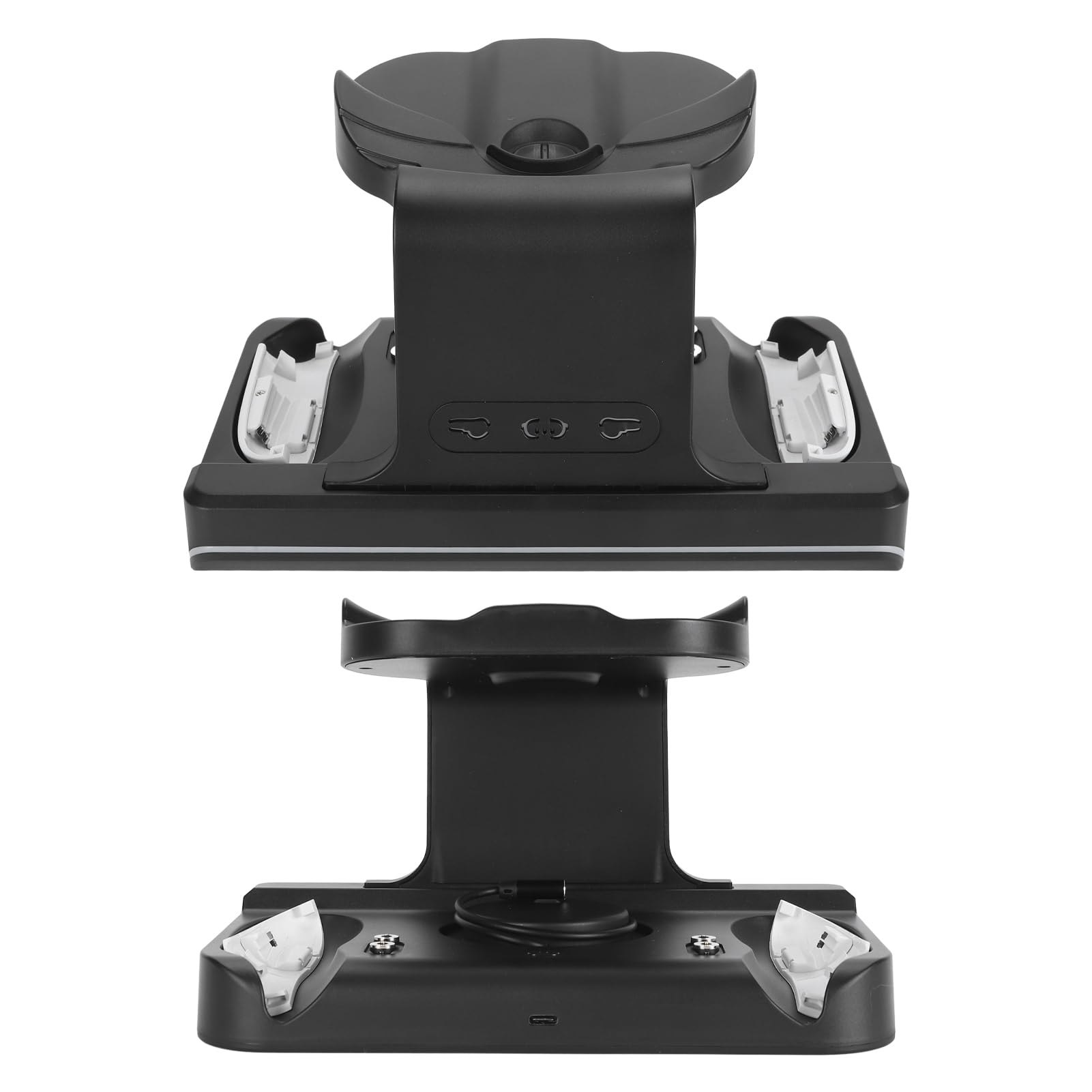 VR Charging Station with RGB Lights, Wall Mount & Fast Charging, 2x1800mAh Controller Charger - Perfect for VR Headset Accessories (Black) - Ideal for Gaming Setups & VR Enthusiasts