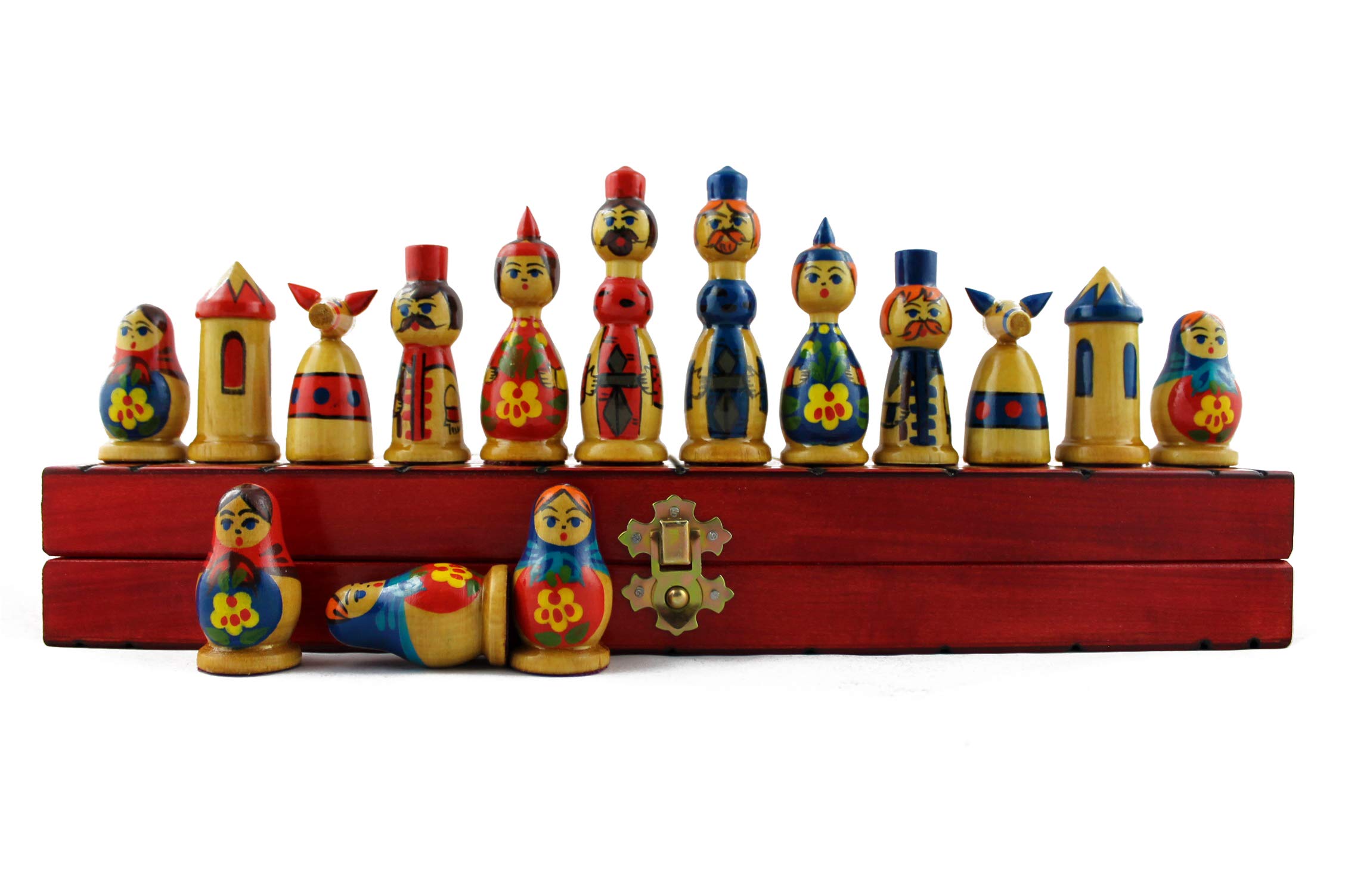 Handmade Matryoshka Chess Set for Adults - Premium Wooden Chess Board with Storage Box | Perfect for Home Decor, Game Nights & Gift Giving