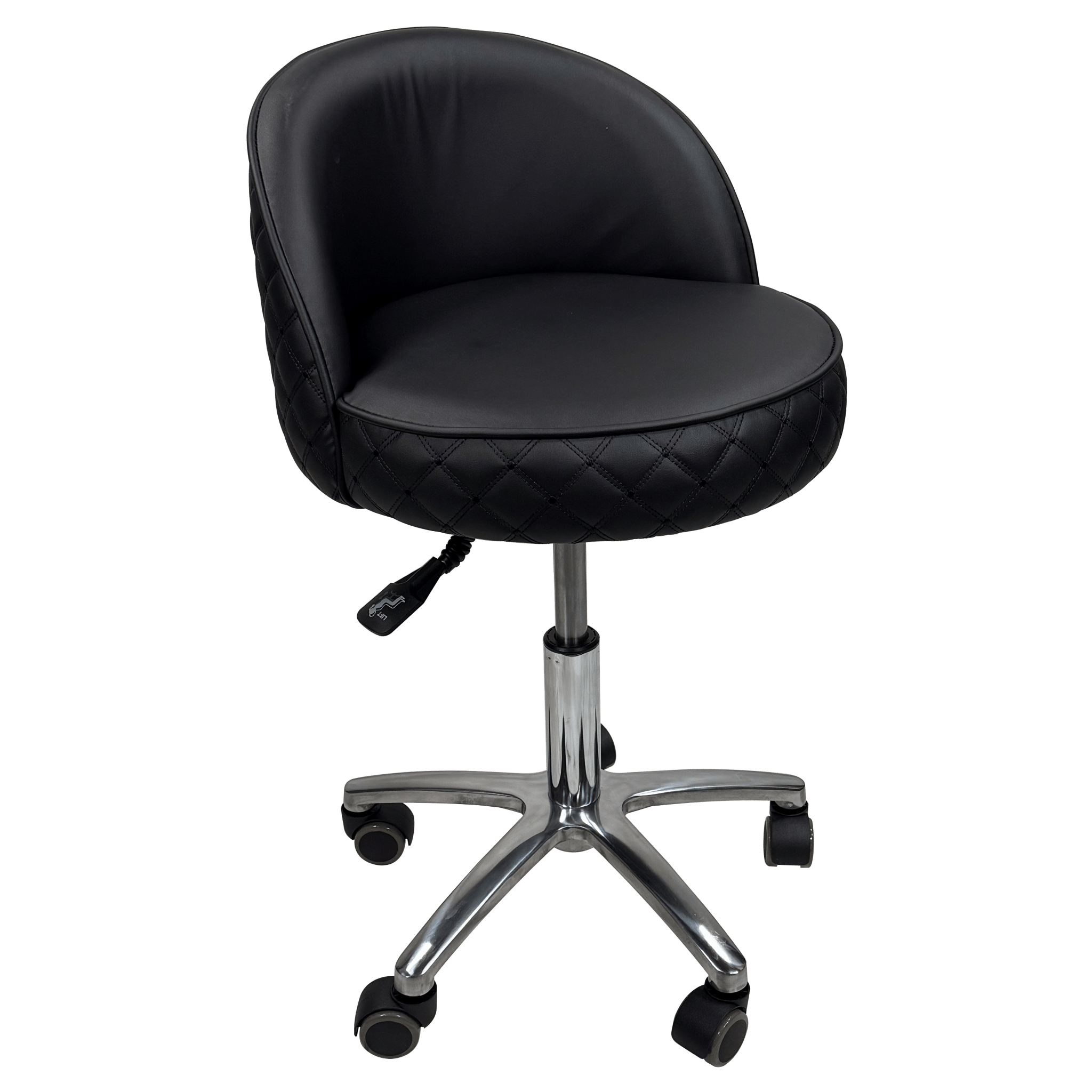 FIORI Ergonomic Nail Technician Stool for Pedicure & Manicure - Adjustable Rolling Stool with Back Support for Salon, Spa & Home Use