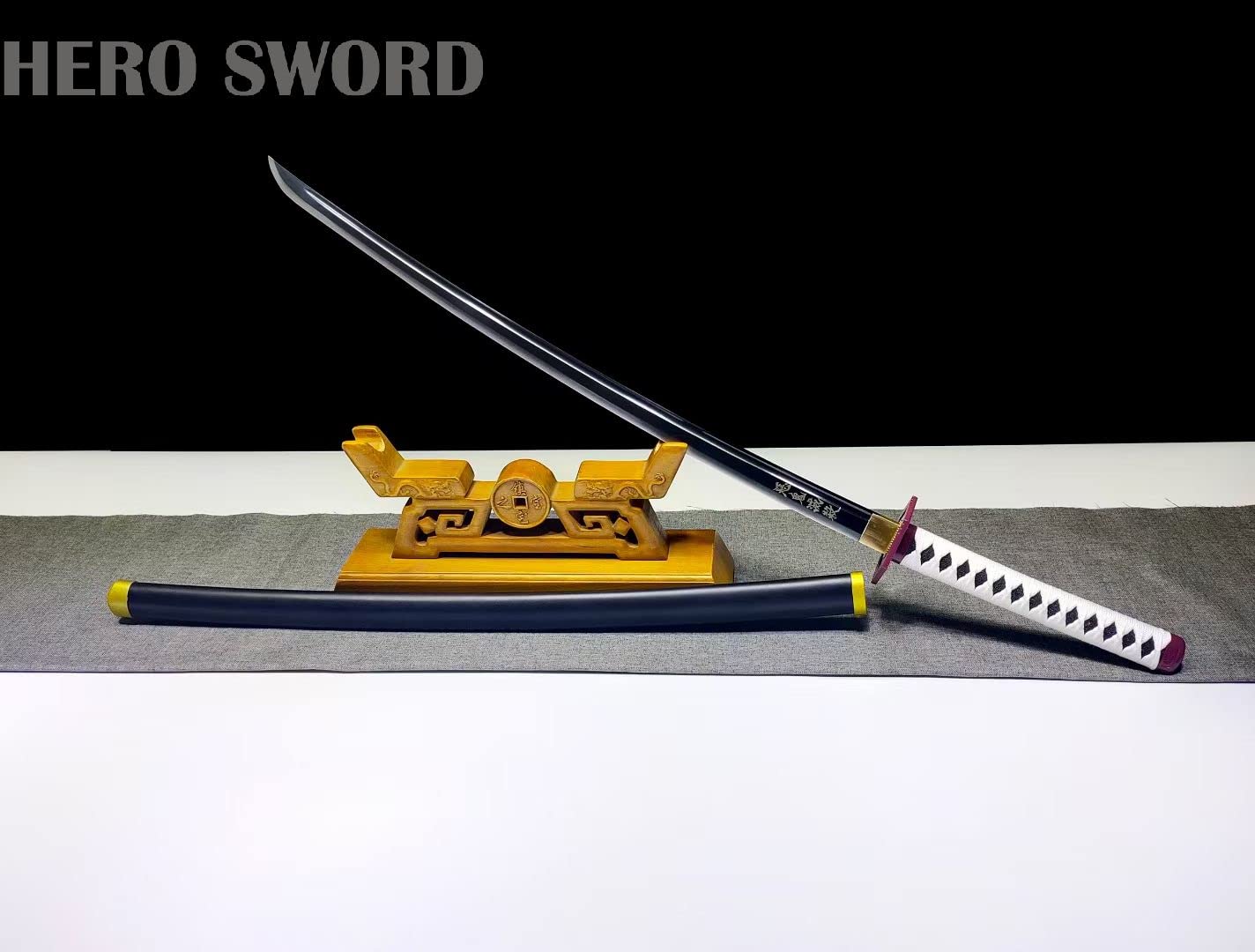 Handmade 1095 High Carbon Steel Demon Slayer Katana Sword - Agatsuma Zenitsu Cosplay Knife, Sharp Japanese Anime Sword Real Weapon for Collection, Display & Cosplay Events | Perfect for Anime Fans, Martial Arts Training & Home Decor