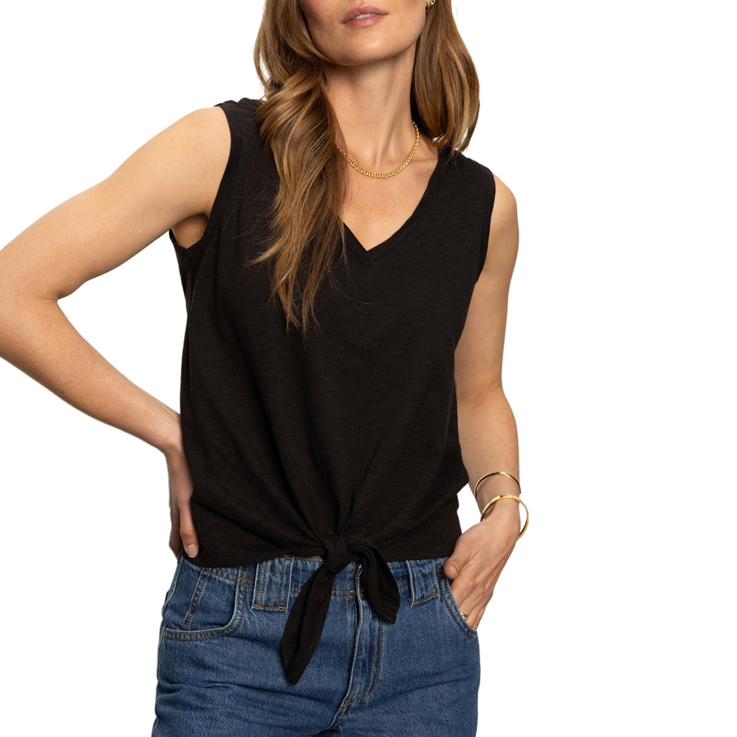 Women's Casual Sleeveless Tank Top - Soft Stretch Cotton Blend, Breathable & Comfortable for Summer, Workout, Yoga, and Everyday Wear - Sanctuary Black CT3832XK6X