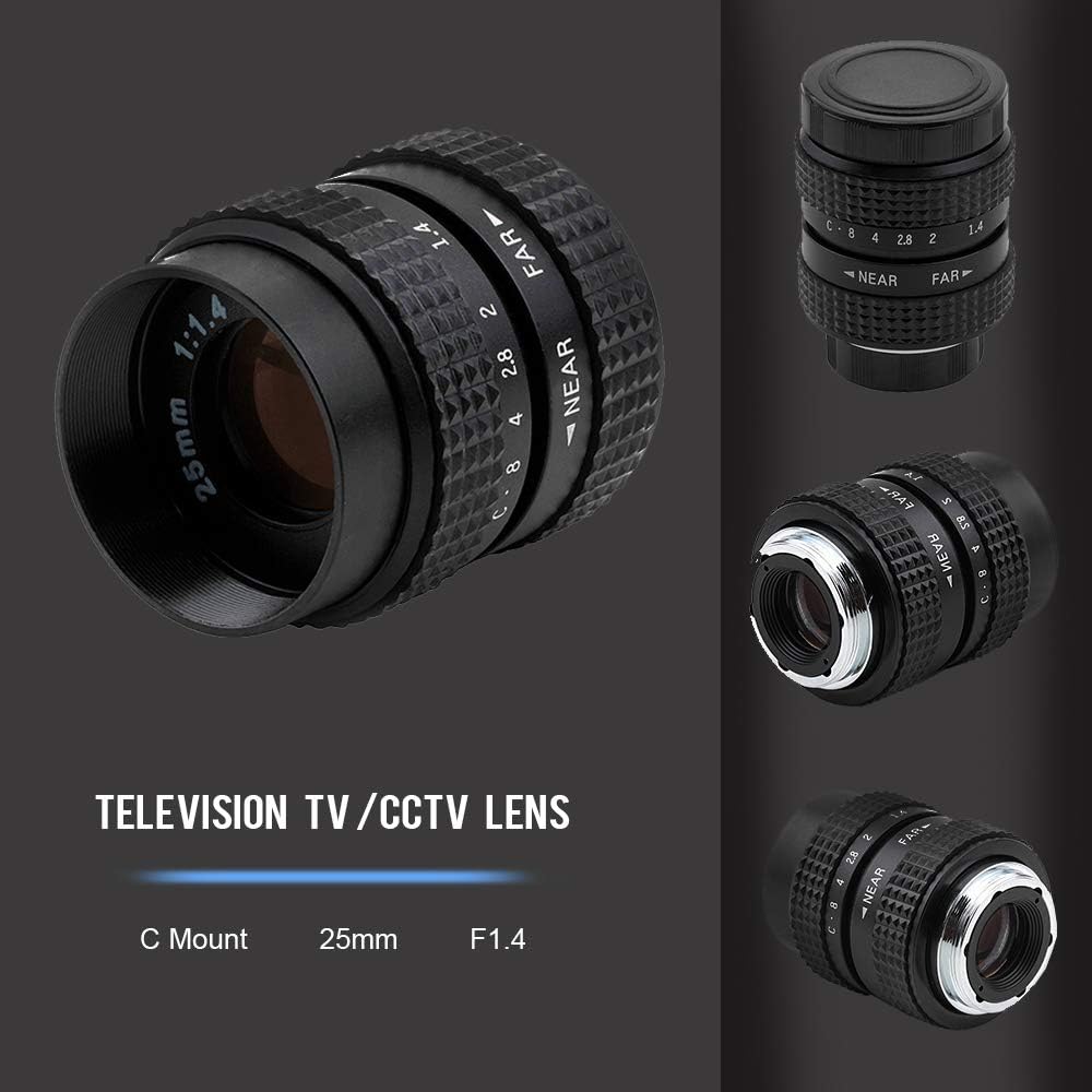 25mm F1.4 CCTV Lens for C Mount Cameras & 16mm C Mount to Micro Four Thirds Adapter - Professional Video & Photography for Filmmaking, Surveillance, and Vlogging