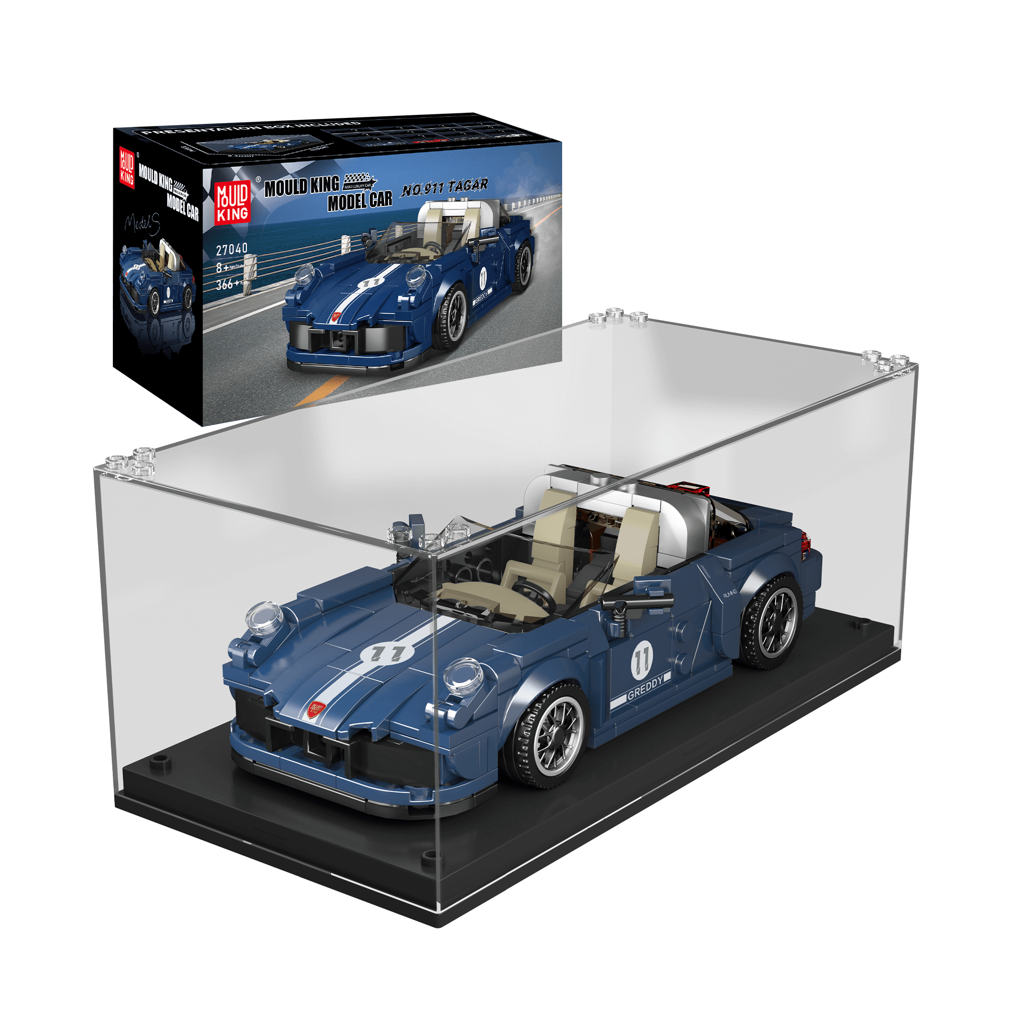 Mould King 27040 No. 911 Targa Car Model Building Set - 366 PCS DIY Sports Car Toy for Adults & Teens - Perfect for Collectors, Gifts, and Creative Play