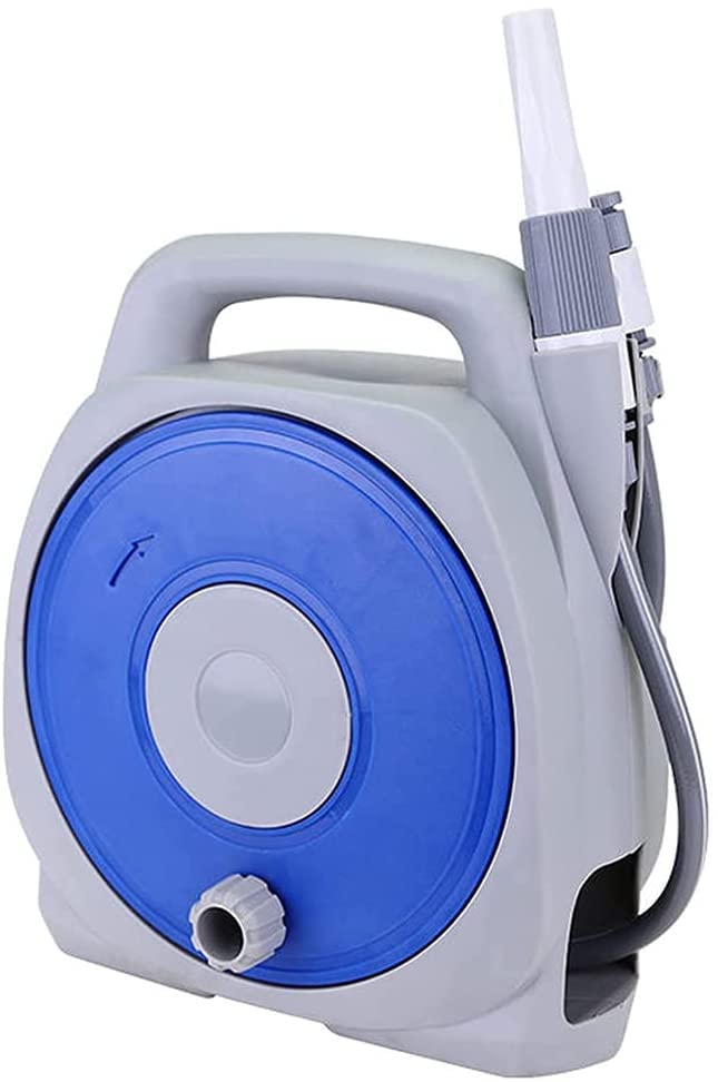 UPVPTK Retractable Garden Hose Reel Wall Mount - 26 x 14 x 31cm Expandable Water Hose Storage for Yard, Lawn & Outdoor Use - Durable Blue Hose Reel Organizer for Easy Gardening & Car Washing