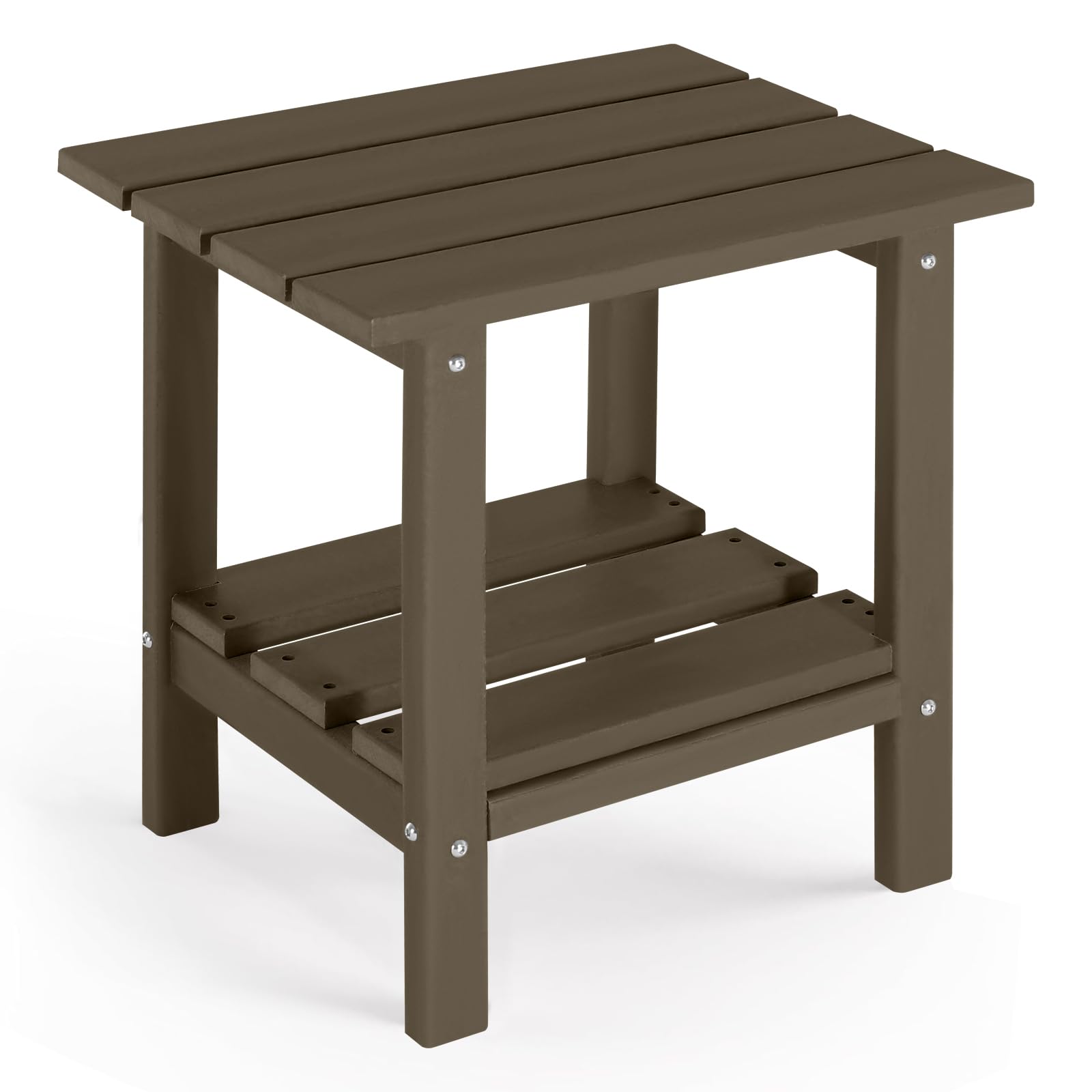 Adirondack Side Table Outdoor with Double Layers - Weather Resistant Square End Table for Patio, Pool, Garden, Backyard & Lawn in Dark Brown | Perfect for Outdoor Relaxation & Entertaining