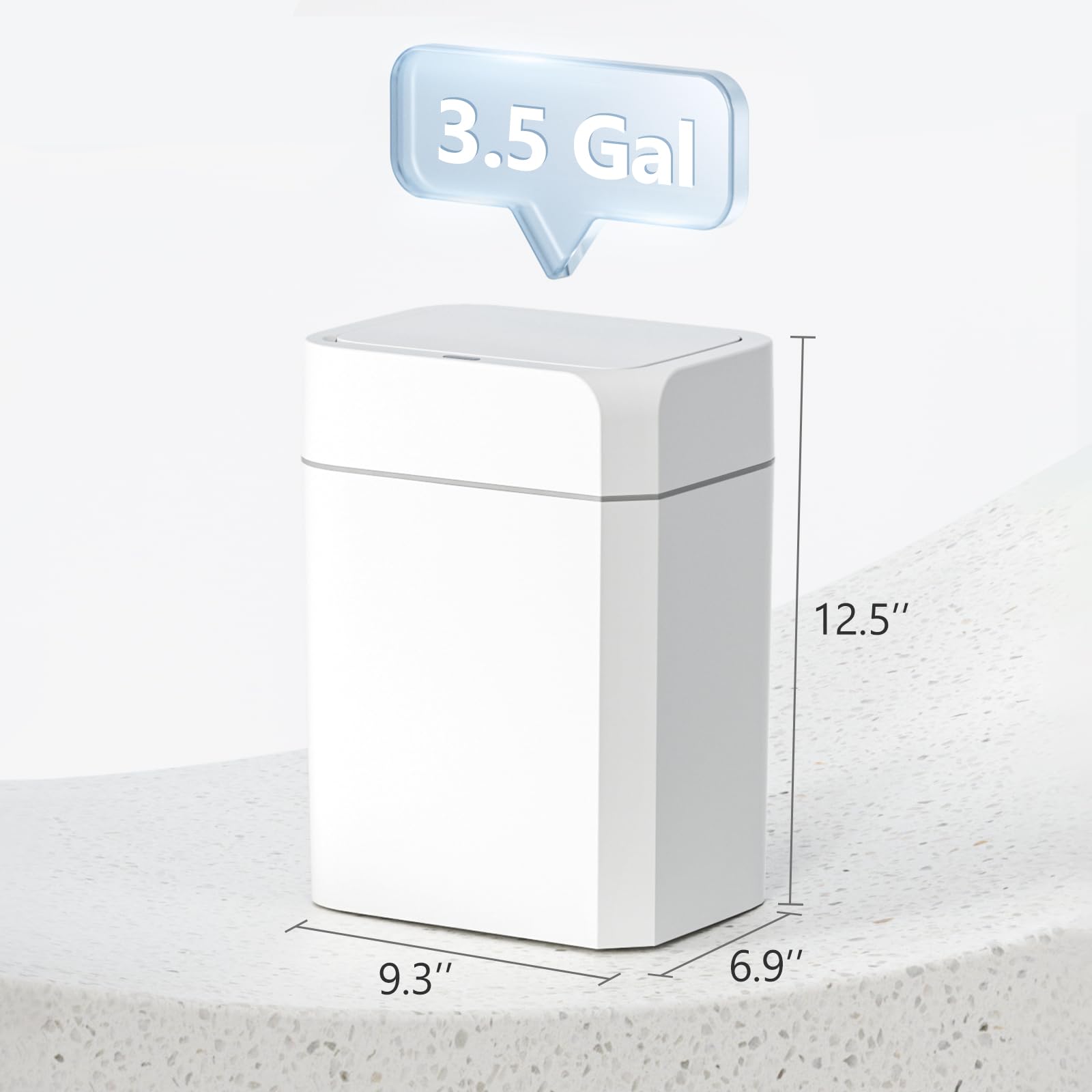 ELPHECO 2 Pack 3.5 Gallon Motion Sensor Trash Can with Lid - Slim Waterproof Smart Garbage Bin for Bathroom, Kitchen, Office, Bedroom, Living Room - Ideal for Small Spaces & Hands-Free Disposal (White)