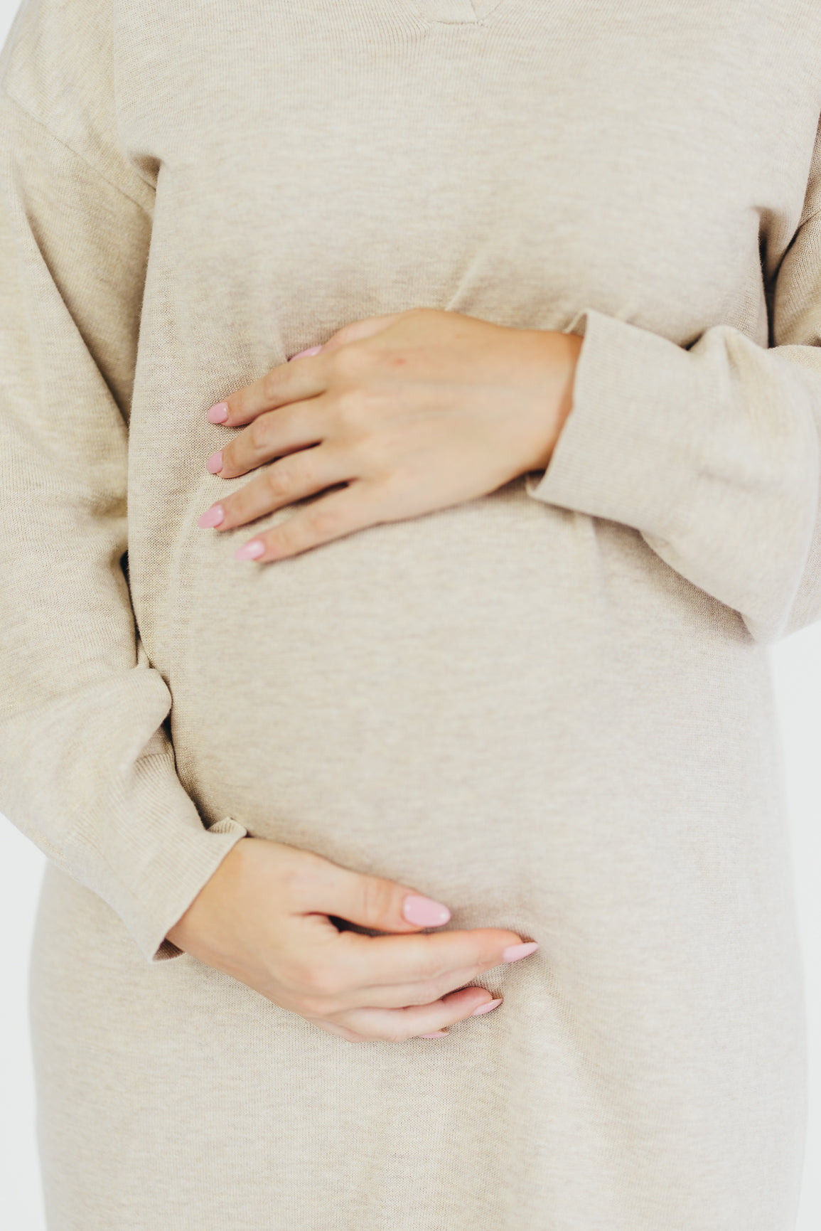 Riley Lightweight Long Sleeve Maxi Dress - Bump Friendly Maternity Dress in Natural Color | Perfect for Pregnancy, Nursing & Casual Wear