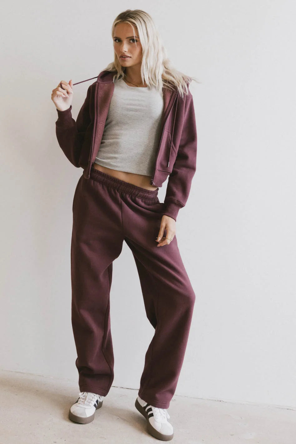 Ezra Burgundy Zip Up Hoodie for Men & Women | Cozy Fleece Pullover | Casual Streetwear & Loungewear | Perfect for Gym, Travel & Everyday Wear