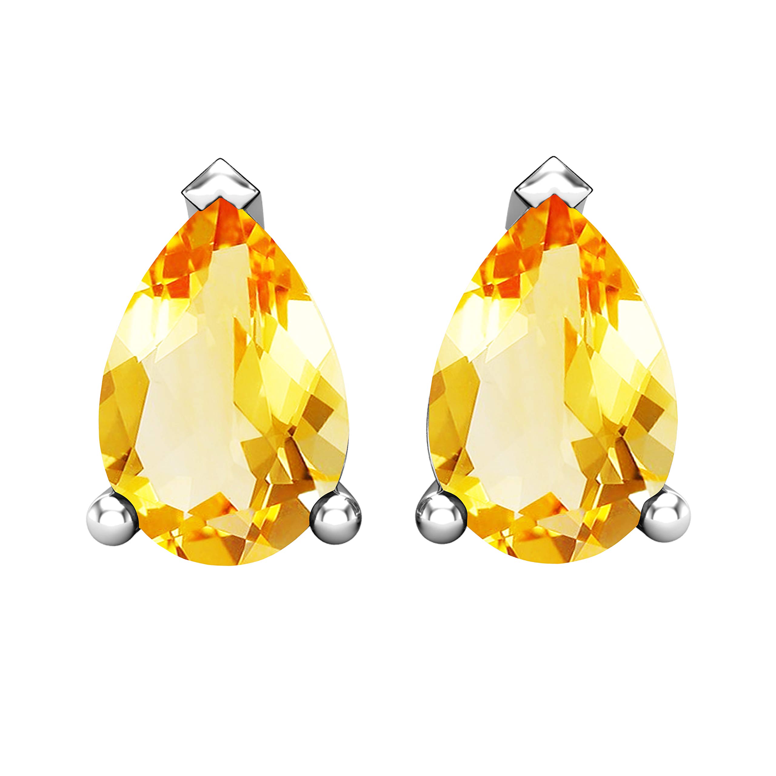 Dazzlingrock 7x5mm Pear Cut Citrine Stud Earrings for Women - Sterling Silver Solitaire Teardrop Earrings - Perfect for Everyday Wear, Office & Special Occasions