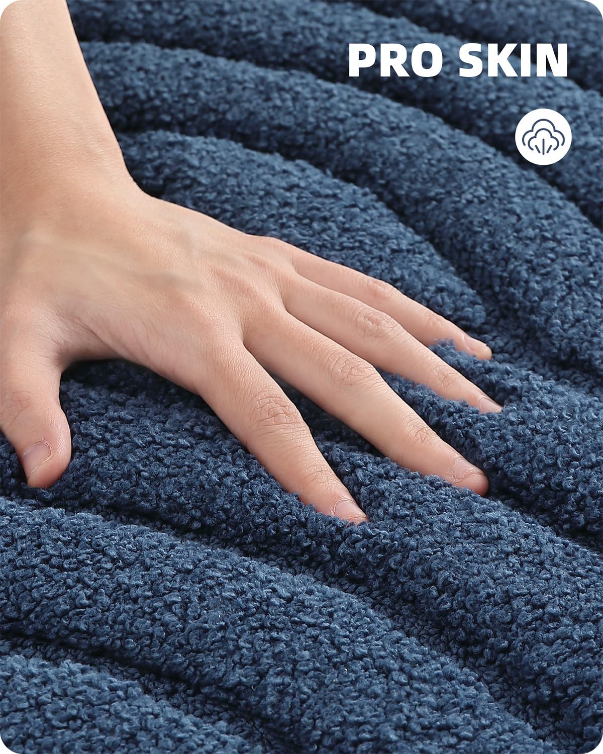Non-Slip Navy Blue Bath Mat - Soft Absorbent Microfiber for Bathroom & Shower - 20x32 Inches
