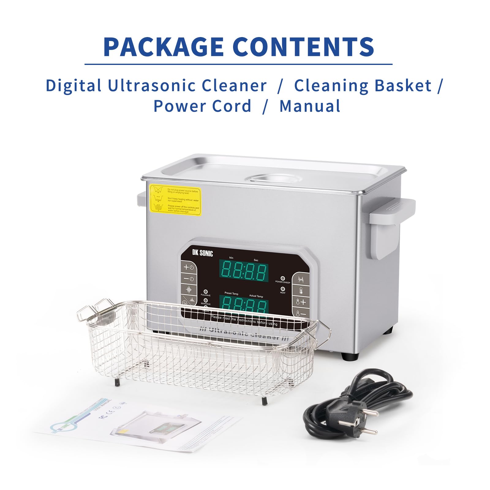 DK SONIC Touch 4L Ultrasonic Cleaner with Heater & Timer - Professional Ultrasound Cleaning Machine for Carburetors, Automotive Parts, Guns, Jewelry, Watches, Circuit Boards - Commercial & Home Use (110V) - Perfect for Workshops, Labs, and Home Cleaning Needs