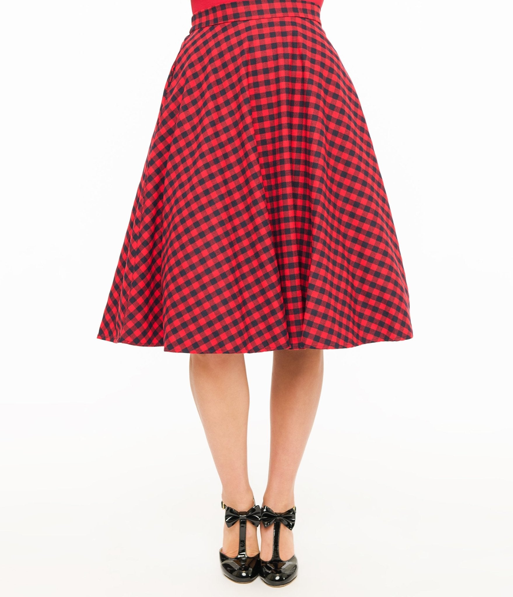 Stylish Red and Black Plaid Midi Skirt for Women - Trendy Tartan Wrap Skirt with Pockets | Perfect for Fall Fashion, Office Wear & Casual Outfits
