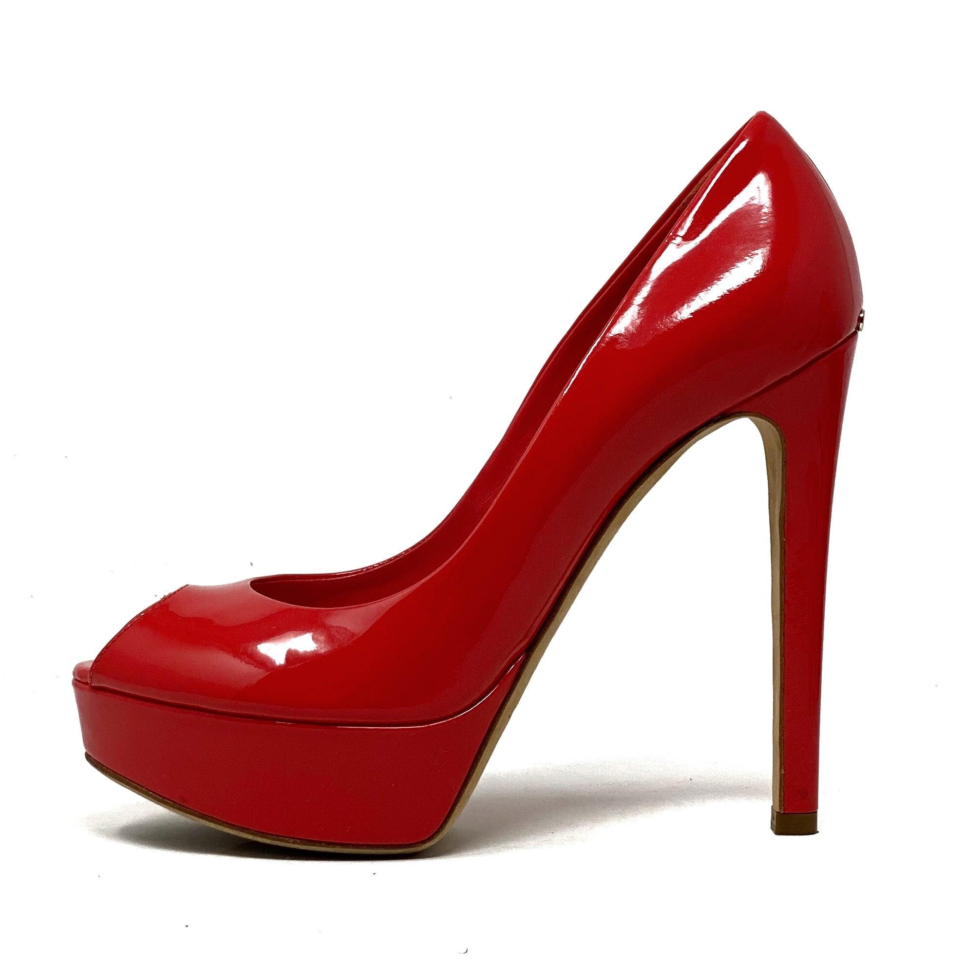 Dior Coral Patent Leather Miss Dior Peep Toe Pumps Women's Size 37.5 - Perfect for Weddings, Parties & Formal Events