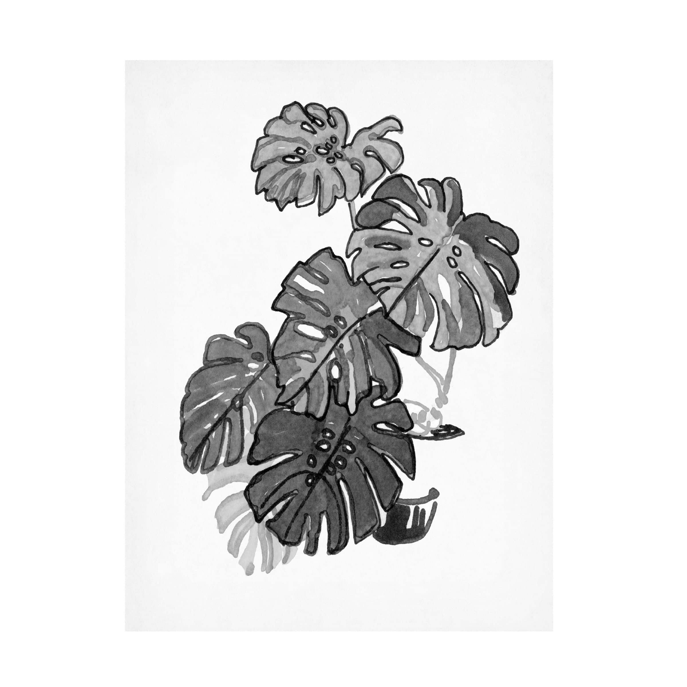 Stellar Design Studio 'Black And White Indoor Plant III' Canvas Wall Art - Modern Botanical Print for Living Room, Bedroom & Office Decor