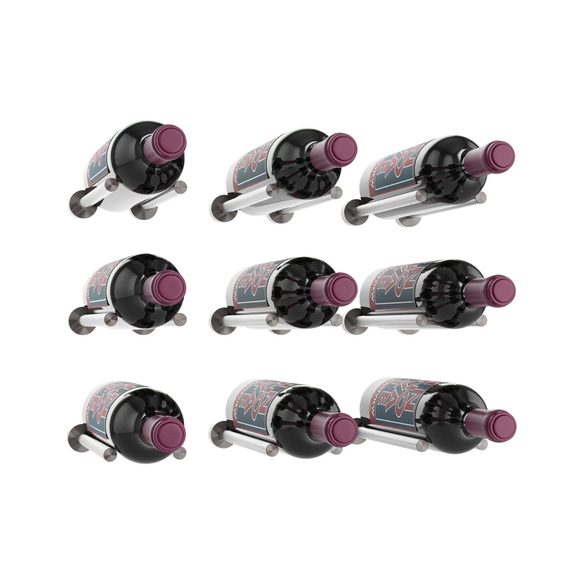 Vino Rails 9 Bottle 3×3 Designer Grid Wine Rack - Modern Wall Mounted Storage for Kitchen, Bar, or Dining Room - Perfect for Home, Restaurant, and Wine Cellar Organization
