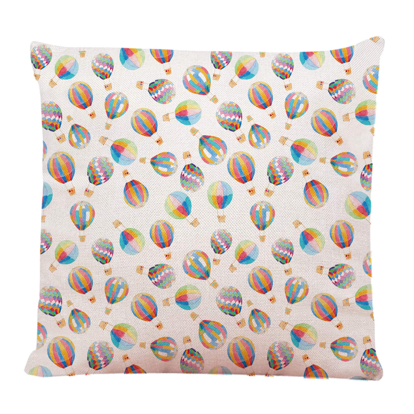 18x18 Inch Decorative Square Throw Pillow Covers - Hot Air Balloon Design for Couch, Sofa & Bed - Soft Cushion Cases for Living Room, Bedroom & Home Decor