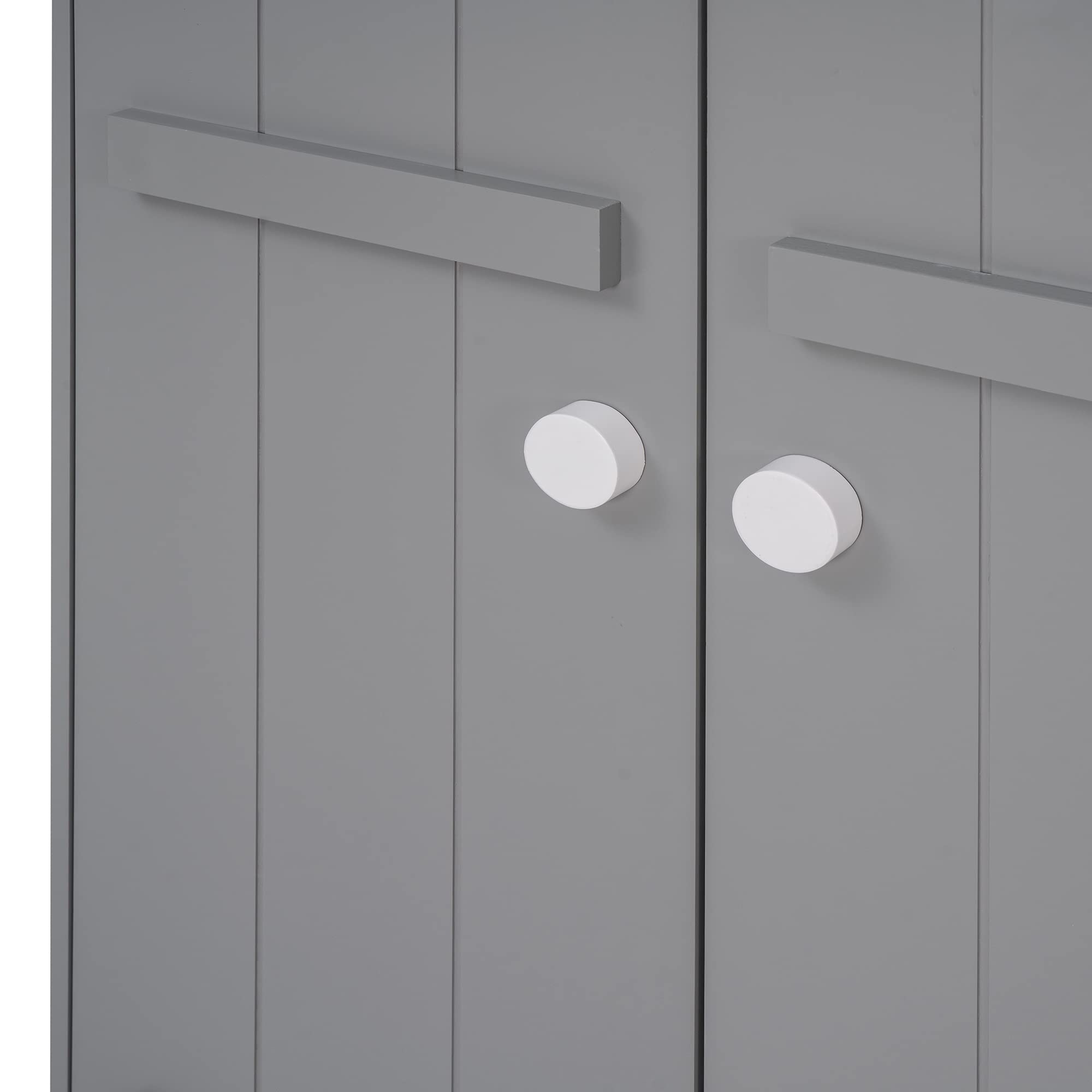 Wooden Kids Wardrobe with Hanging Rod - 2 Door Storage Cabinet for Boys & Girls, Cute Gray Closet Organizer for Children's Room | Perfect for Bedroom, Nursery & Playroom Storage