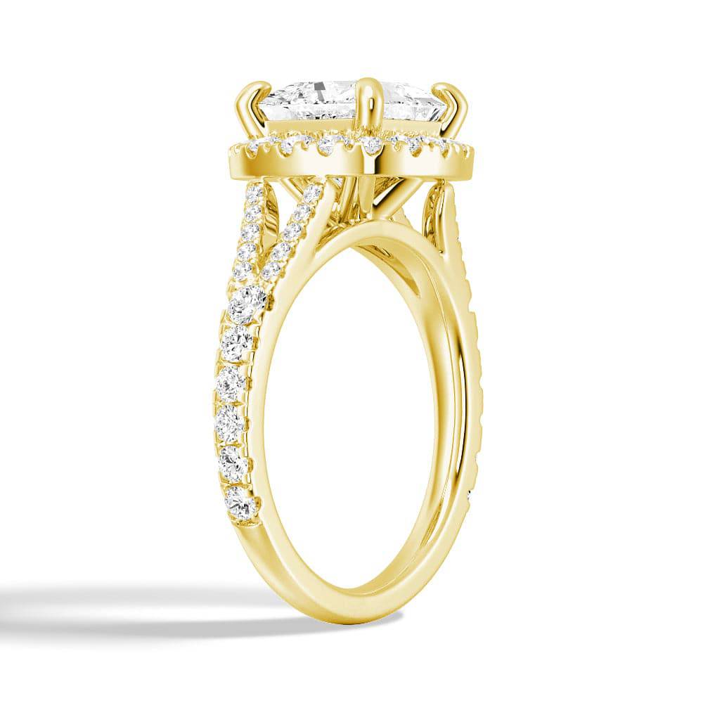 Princess Cut Split Shank Moissanite Halo Engagement Ring - 1.5ct Diamond Alternative Wedding Ring for Women, Proposal Gift, Anniversary Jewelry (Perfect for Bridal, Valentine's Day & Special Occasions)