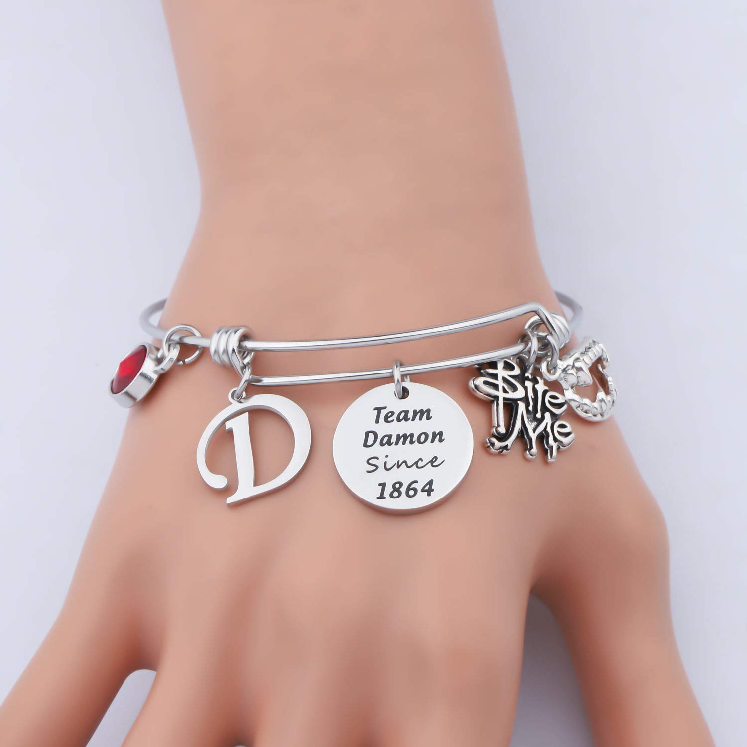 CENWA Team Damon/Stefan Since 1864 Vampire Teeth Bracelet - Gothic Jewelry for Women, Vampire Diaries TV Show Fan Gift, Perfect for Cosplay, Halloween & Vampire Themed Parties
